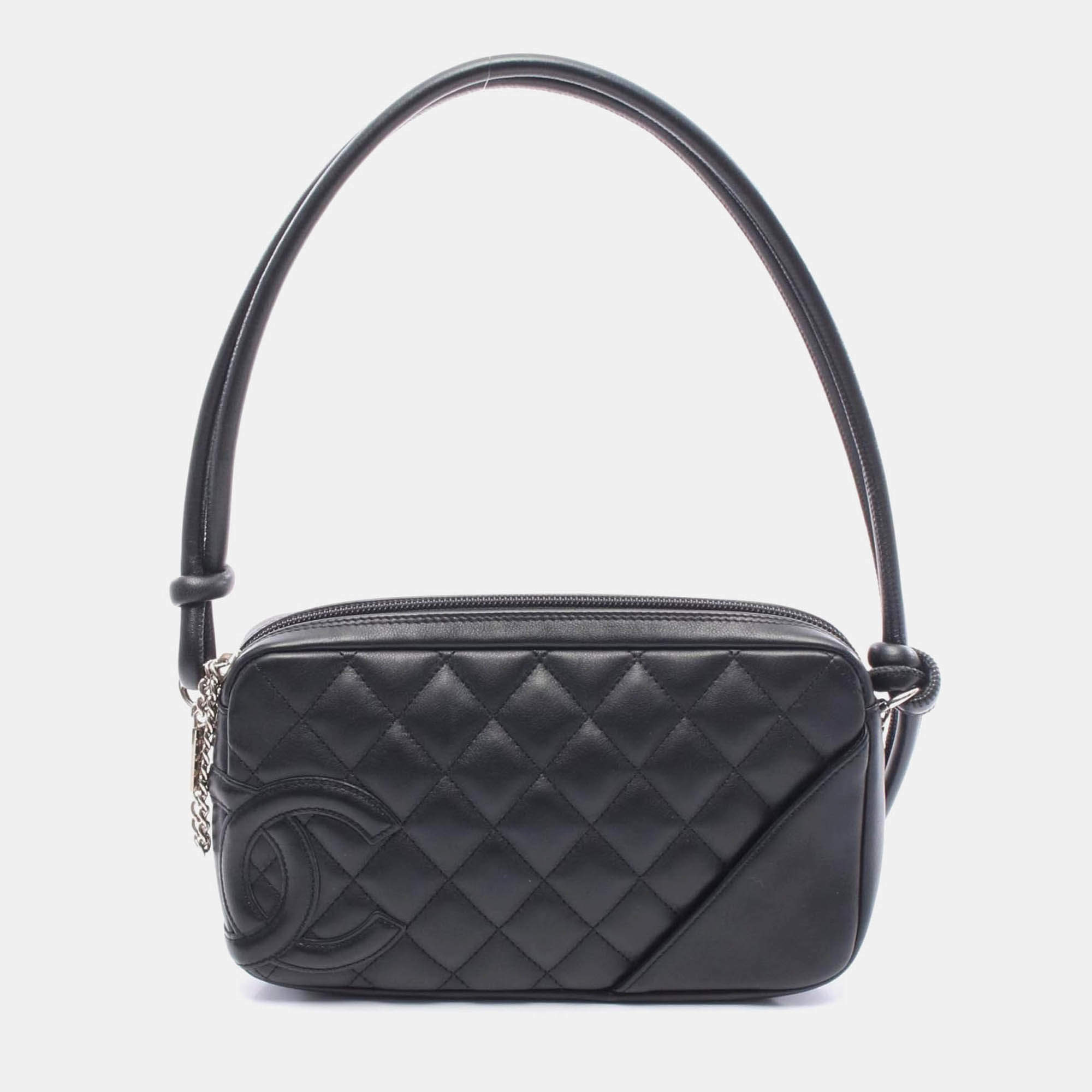 Pre Owned Chanel CC Coco Cambon Line Black Leather Handbag 