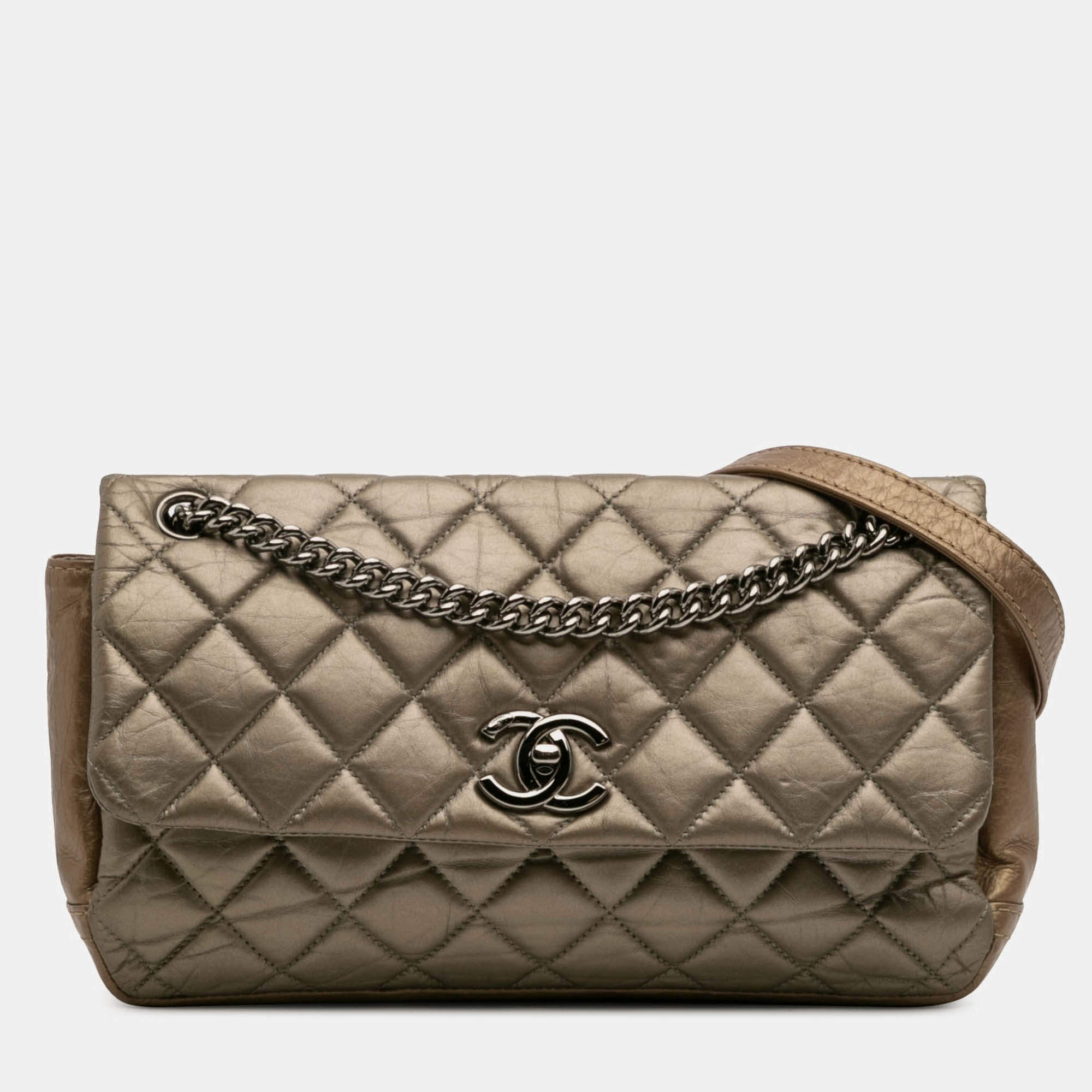 Pre Owned Chanel Brown Small Aged Calfskin Lady Pearly Flap
