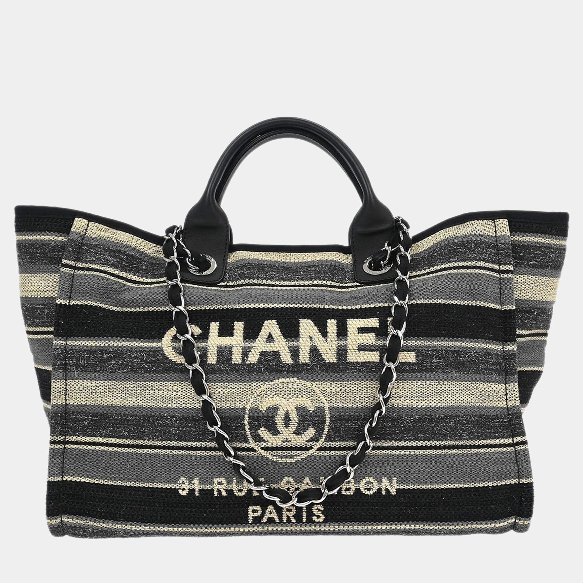 Pre Owned Chanel Gray Canvas Medium Deauville 2way Tote Bag