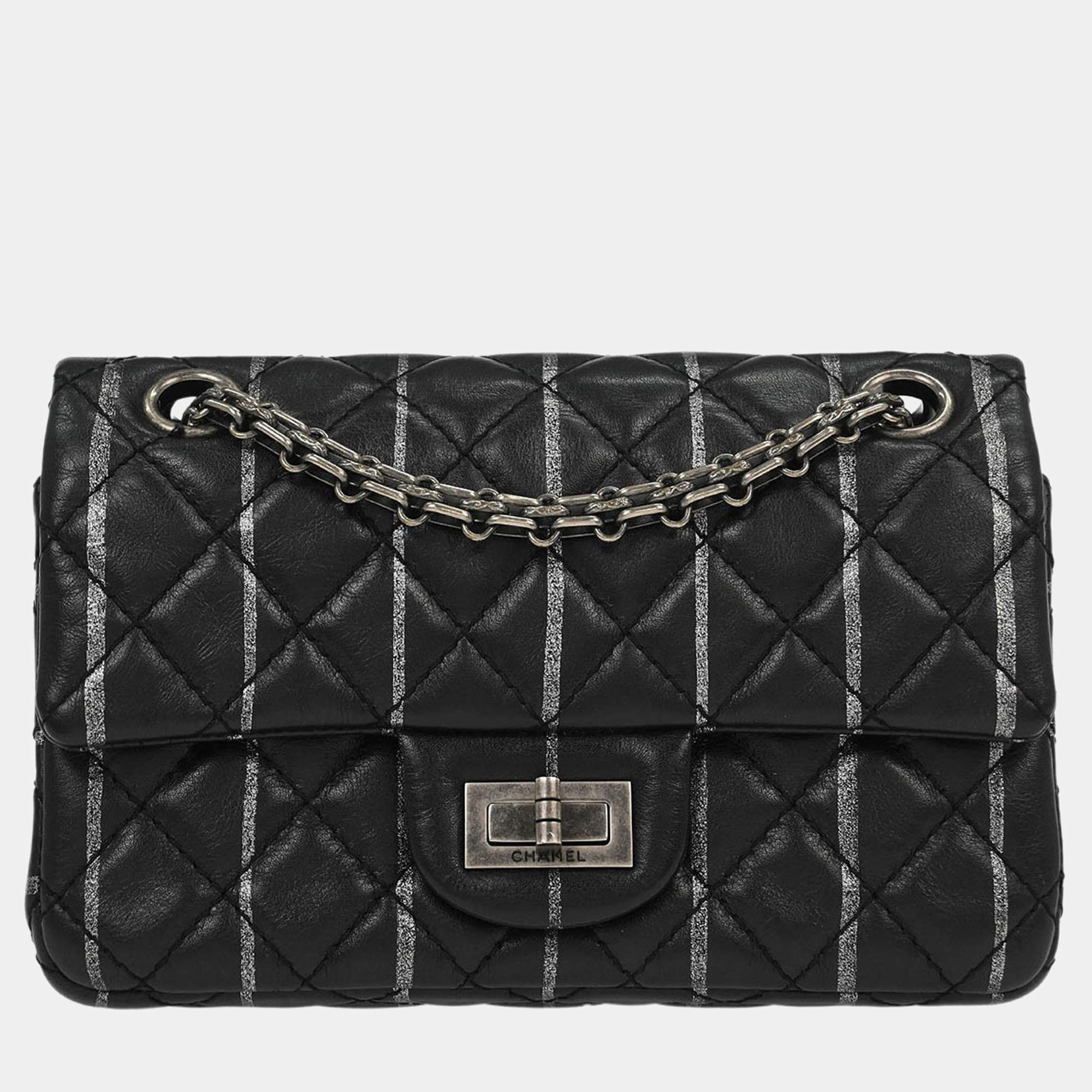 Pre Owned Chanel Black Calfskin Mademoiselle Lock Shoulder Bag