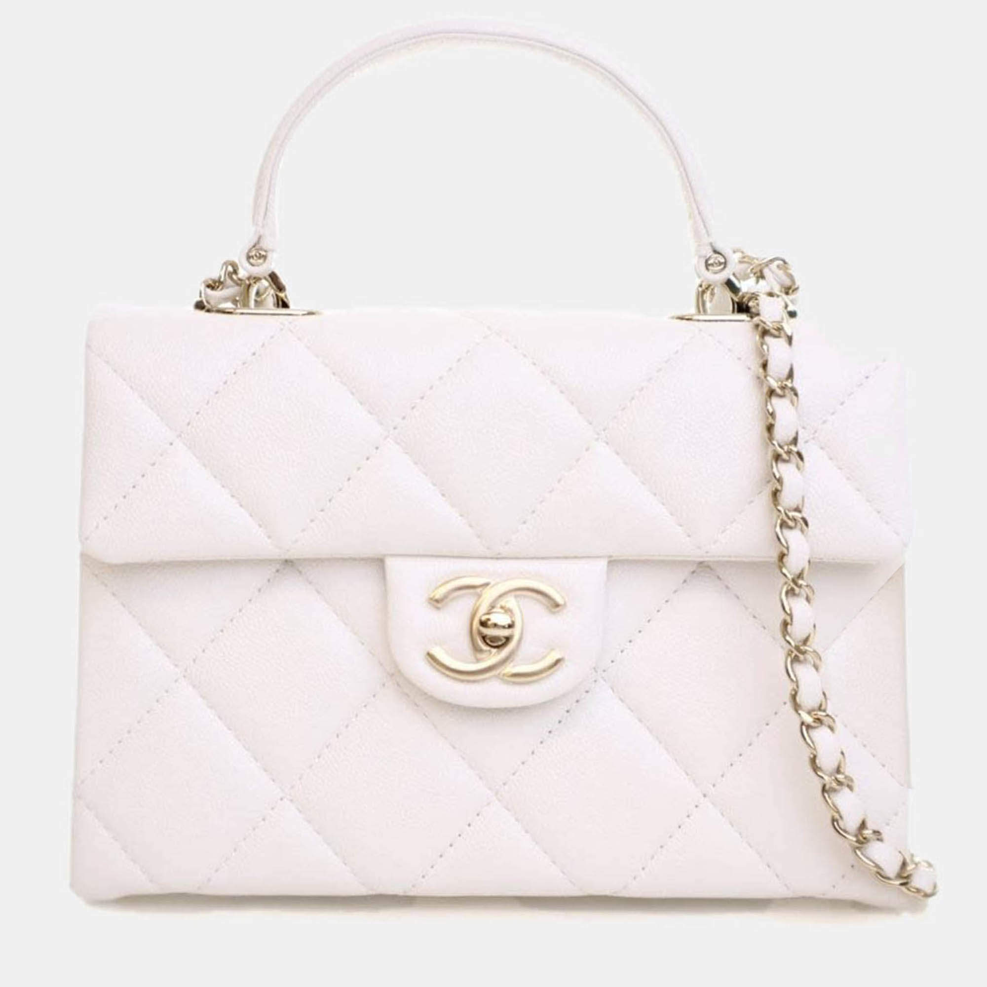 Pre Owned Chanel Mini Caviar Retro Twist Top Handle Bag