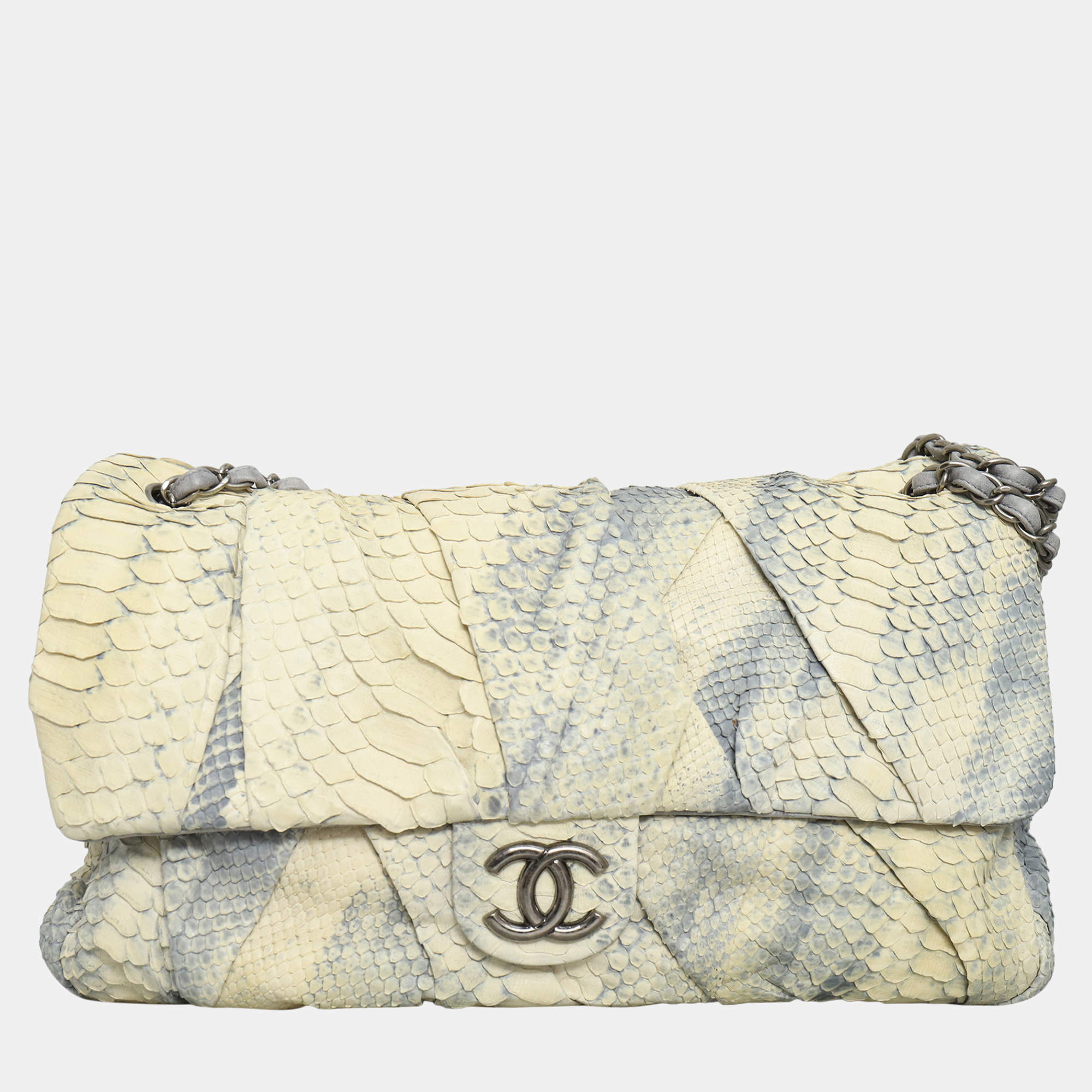 Pre Owned Chanel Python Jumbo XL Flap Bag