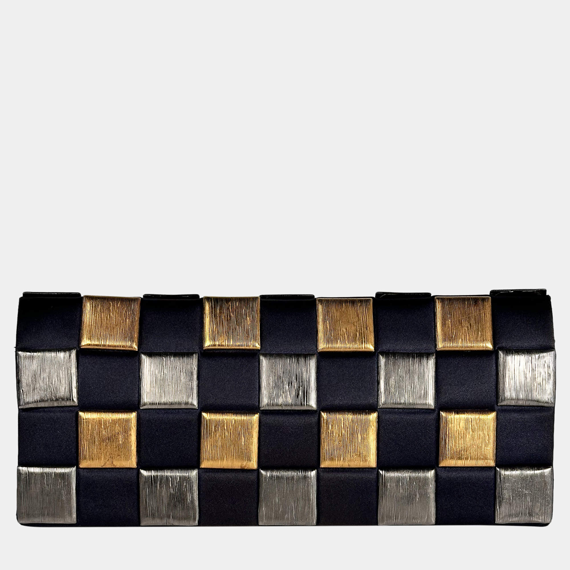 Pre Owned Chanel Black Pochette en Satin et Metal Bag