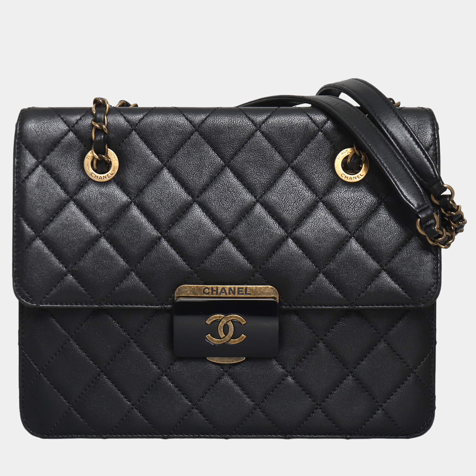 Pre Owned Chanel Small Quilted Beauty Lock Tote Bag