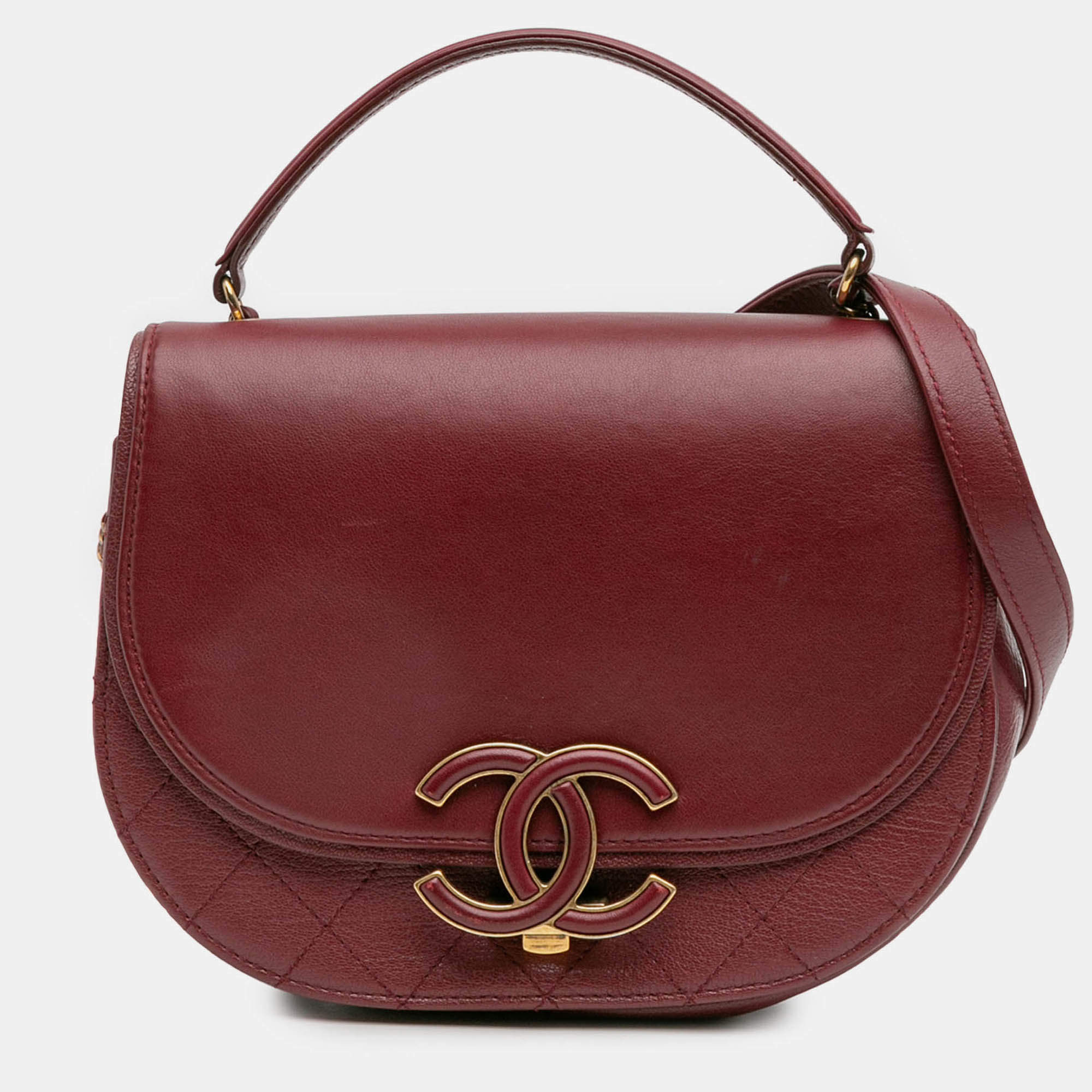 Pre Owned Chanel Red Small Calfskin Coco Curve Flap
