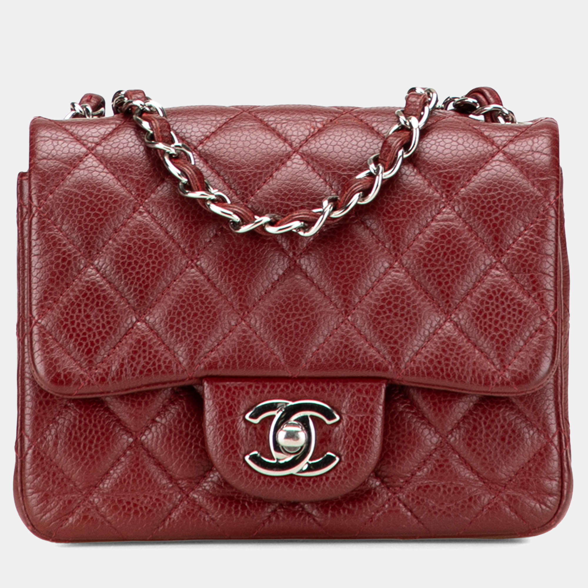 مملوكة مسبقًا Chanel Burgundy Mini Square Classic Caviar Single Flap