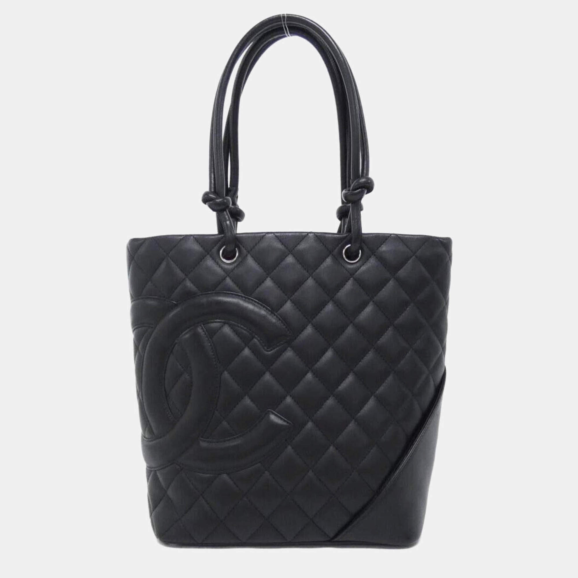 Pre Owned Chanel Cambon Ligne Black Leather Shoulder Bag