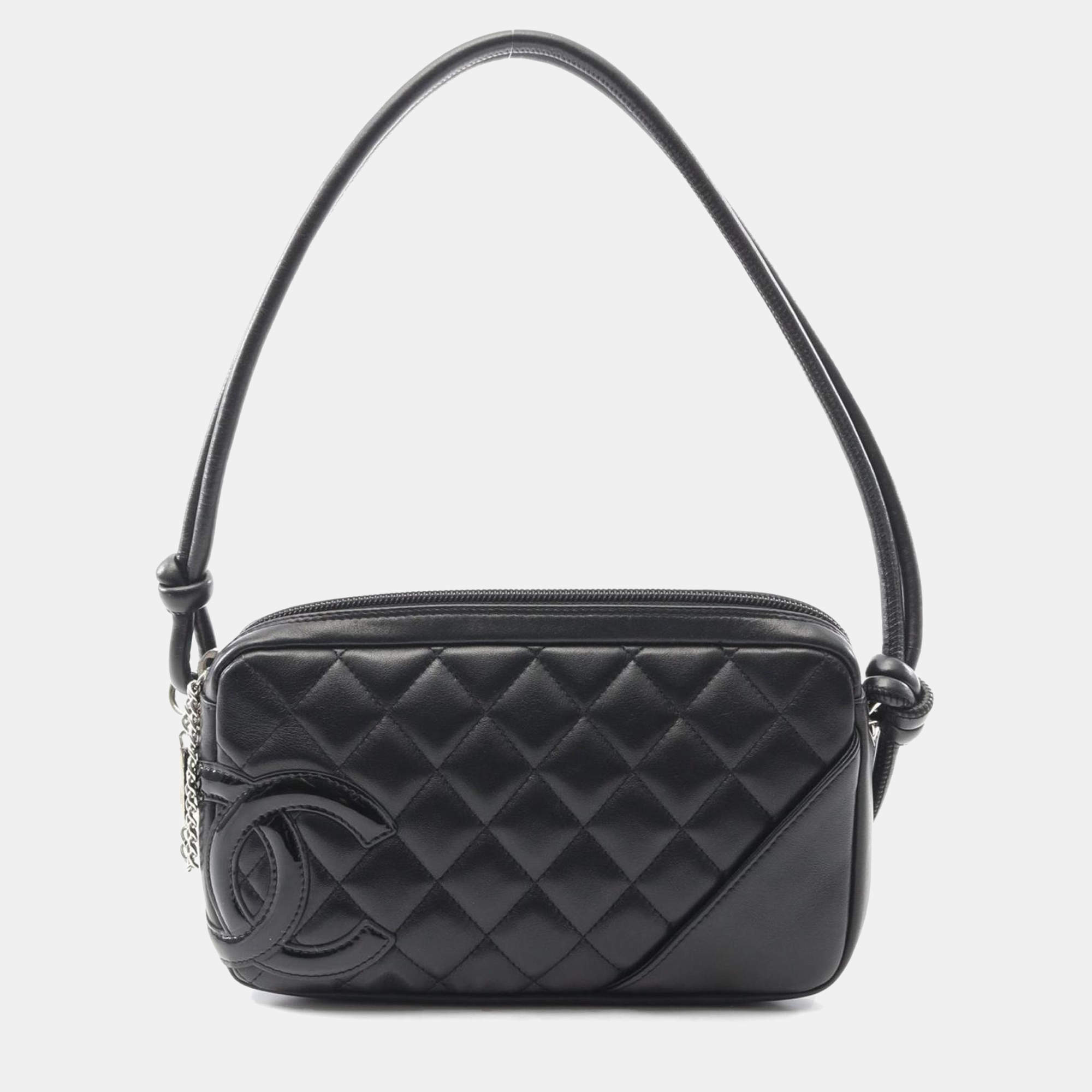 Pre Owned Chanel Cambon Ligne Black Leather Tote Bag