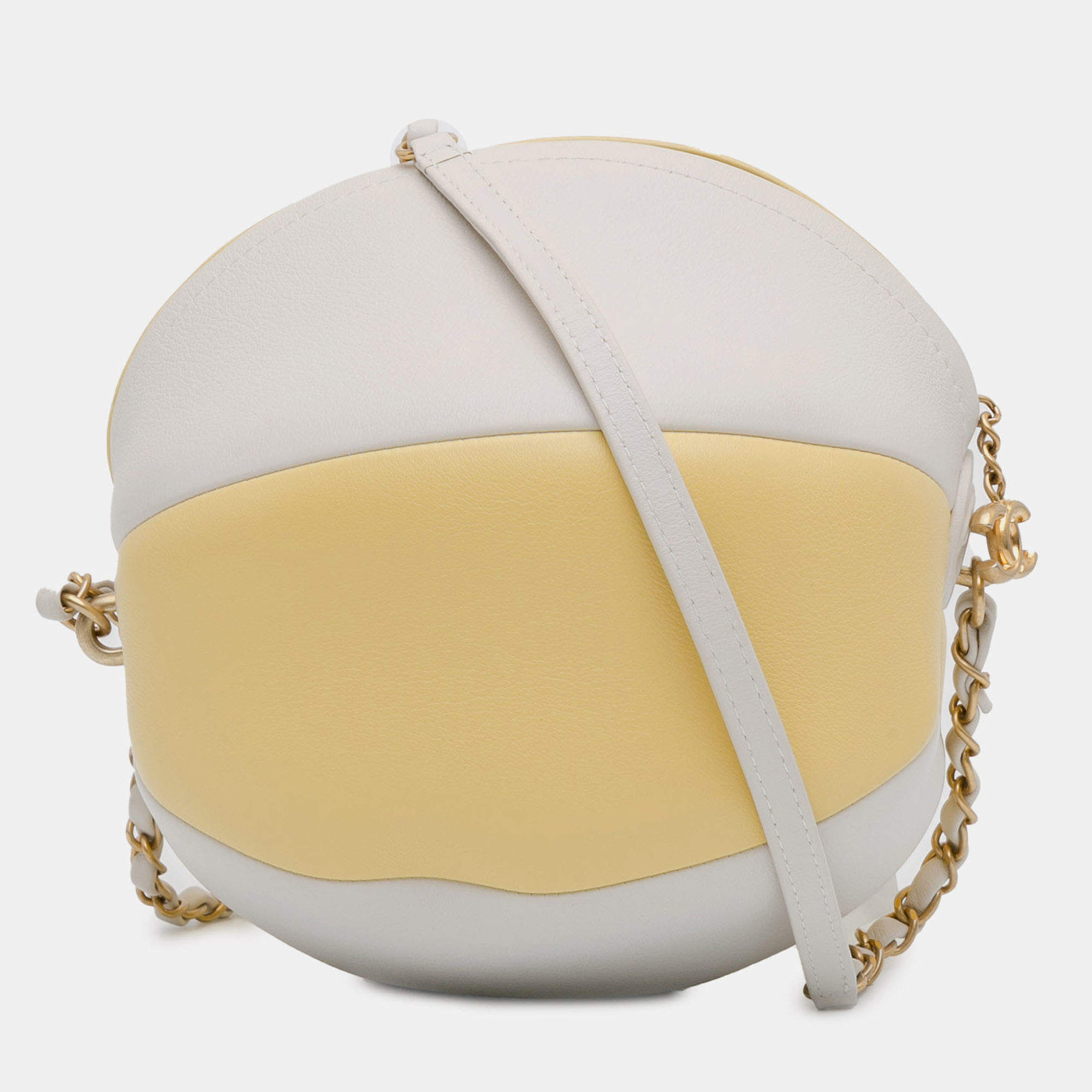 Pre Owned Chanel Yellow Calfskin Coco Beach Ball Bag