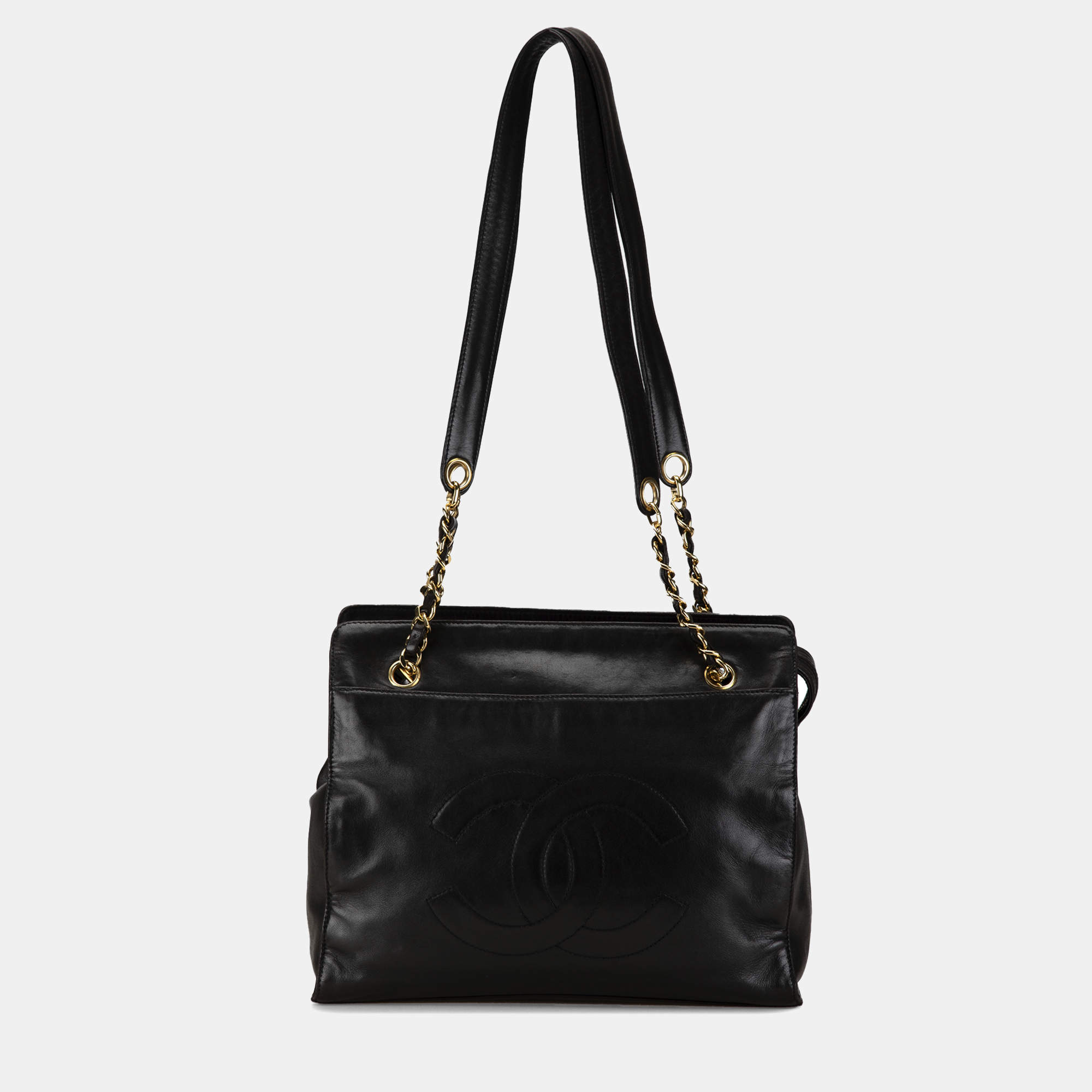Pre Owned Chanel Black CC Lambskin Chain Tote