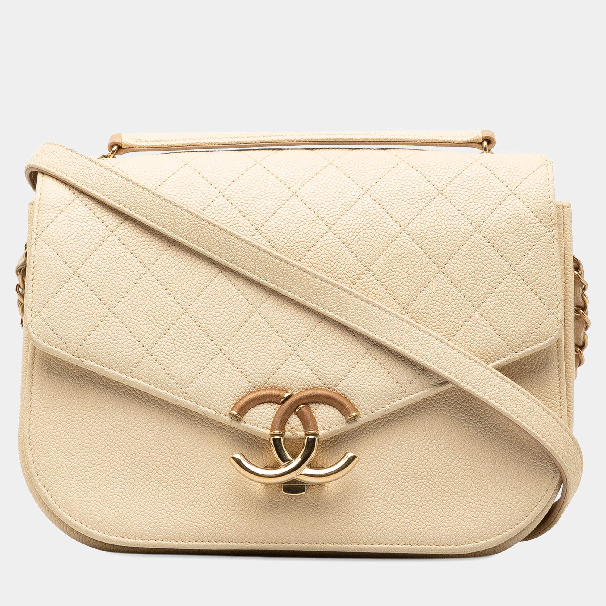 Pre Owned Chanel Brown Medium Caviar Paris Cuba Thread Around Flap