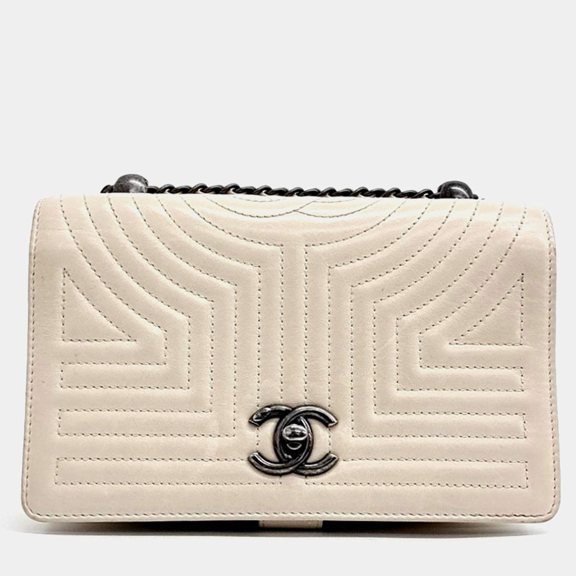 Pre Owned Chanel Beige Leather WOC Mini Crossbody Bag