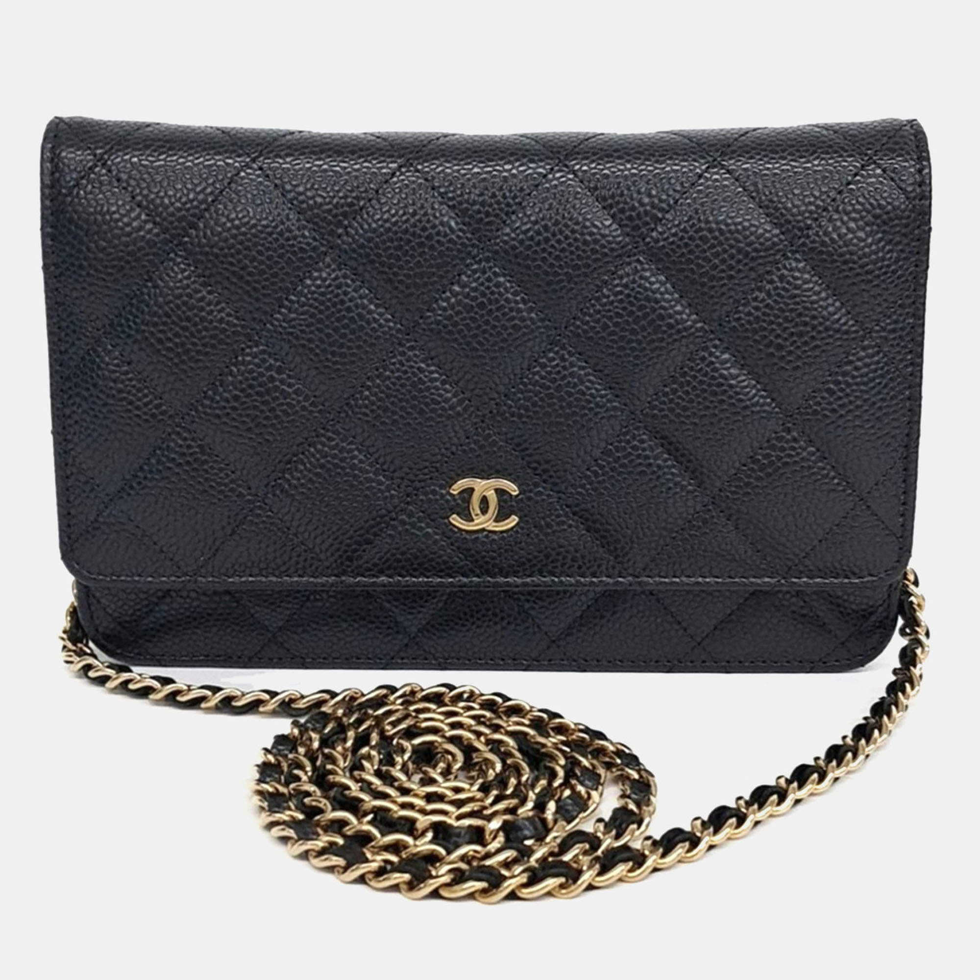 Pre Owned Chanel Black Caviar Leather Caviar WOC Mini Crossbody Bag