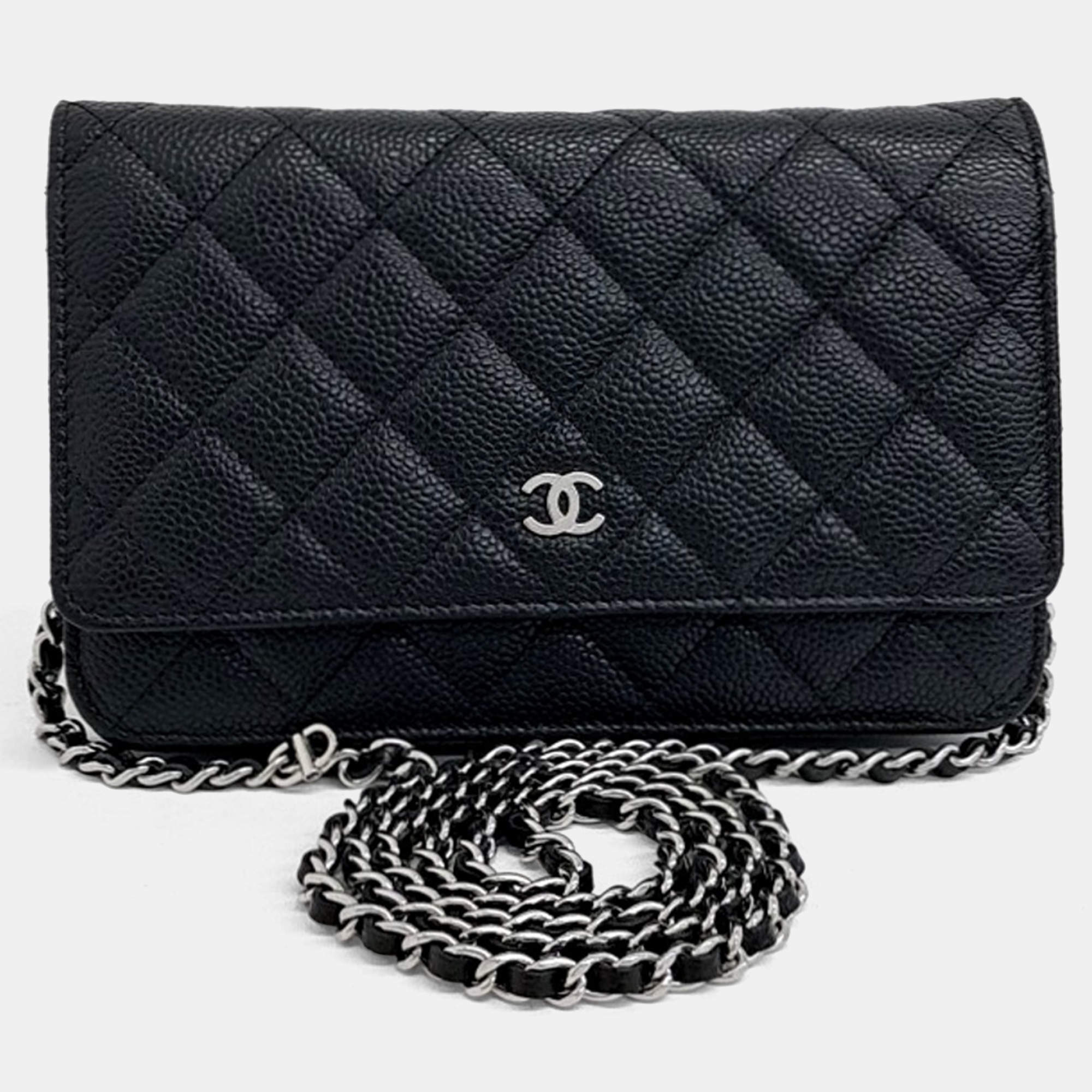 Pre Owned Chanel Black Leather Caviar WOC Mini Crossbody Bag