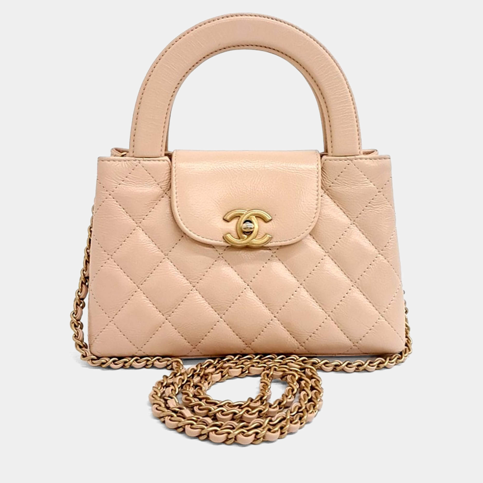 Pre Owned Chanel Beige Leather Kelly Shopping Bag 19