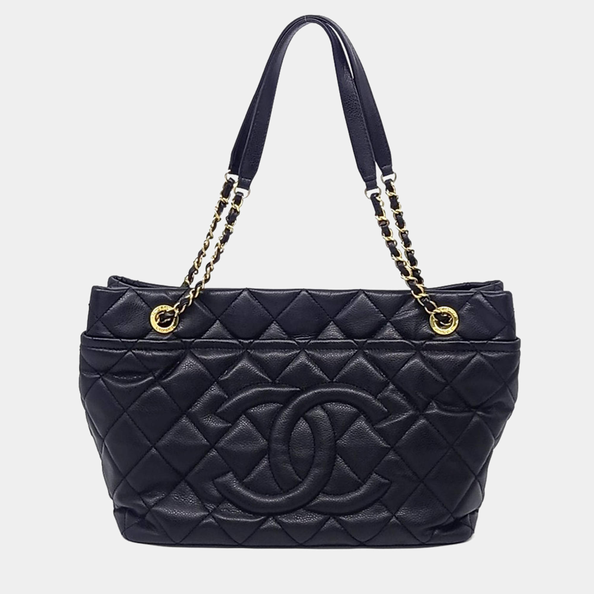 Pre Owned Chanel Black Leather Caviar Timeless CC Shoulder Bag