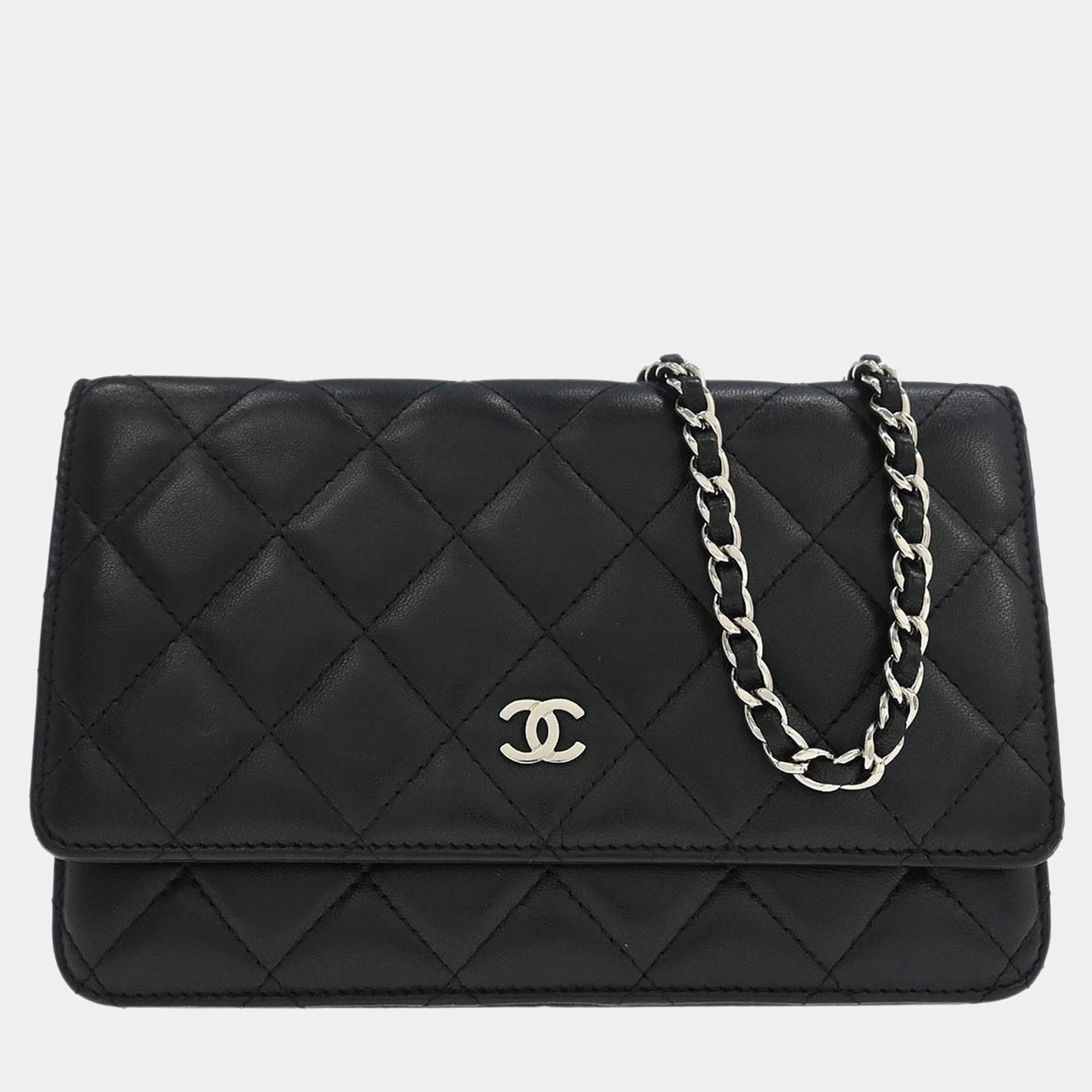 Pre Owned Chanel Black Lambskin Classic WOC Wallet On Chain
