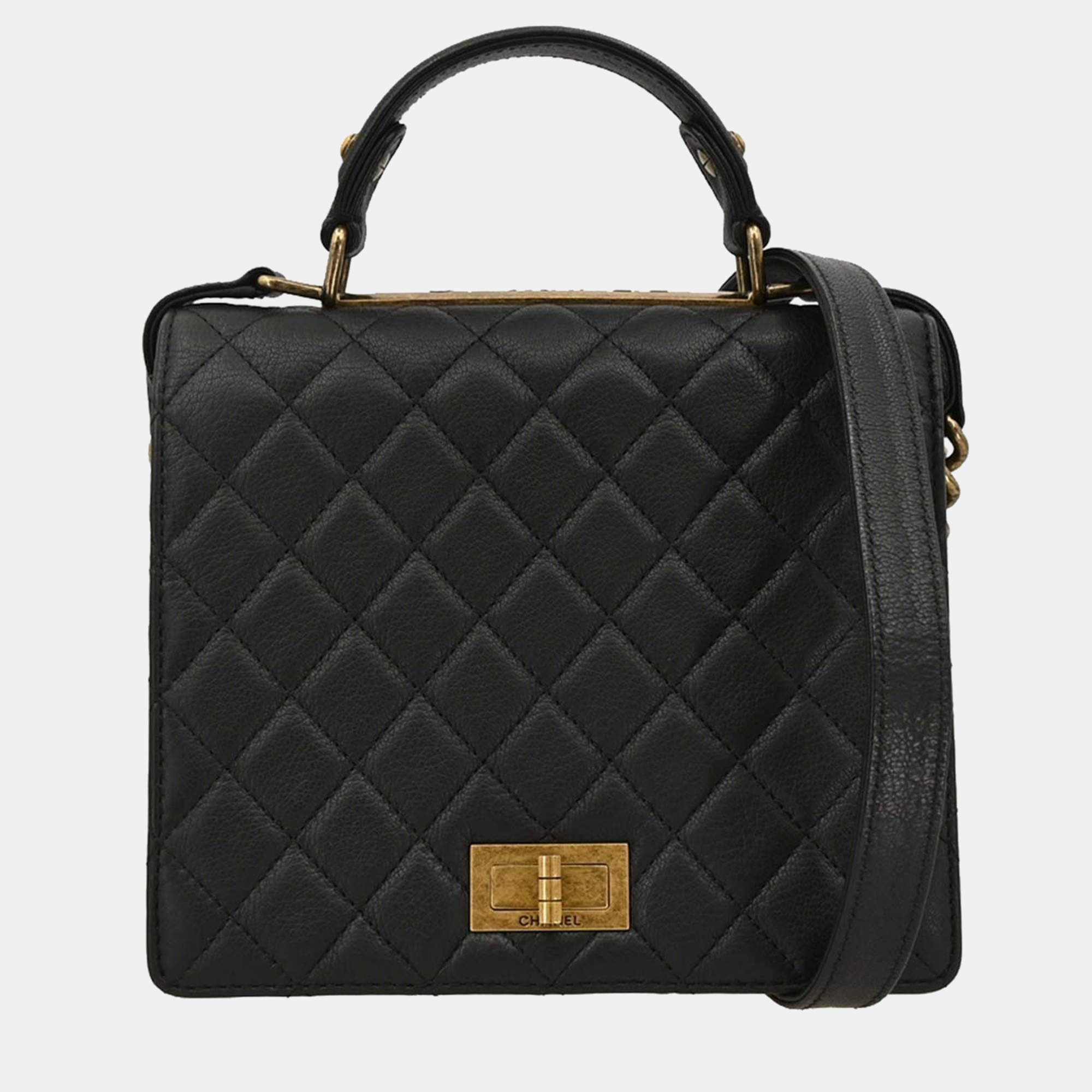 Pre Owned Chanel Black Goatskin Rita Flap Mademoiselle Lock 2way Handbag