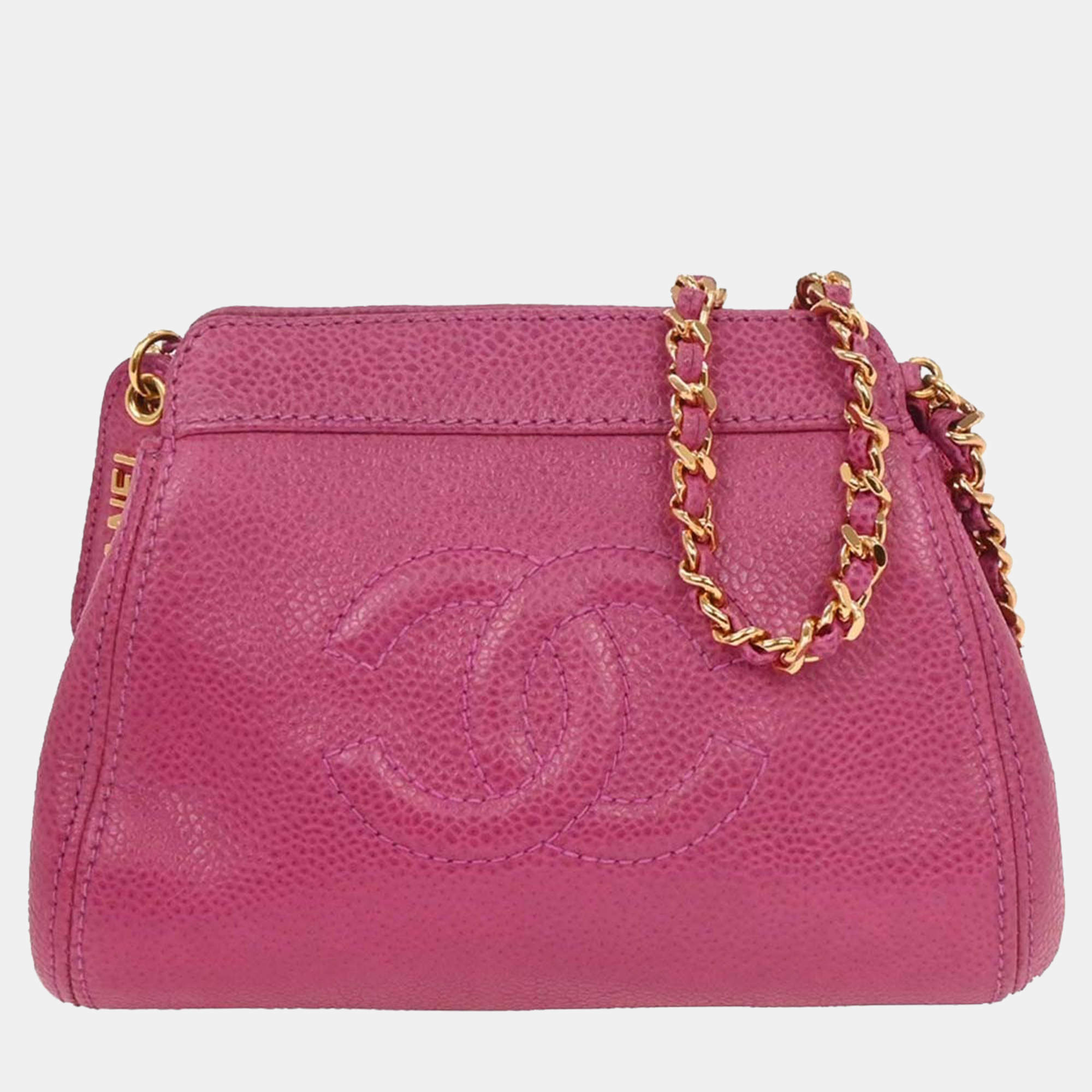 Pre Owned Chanel Pink Calfskin Shoulder Bag