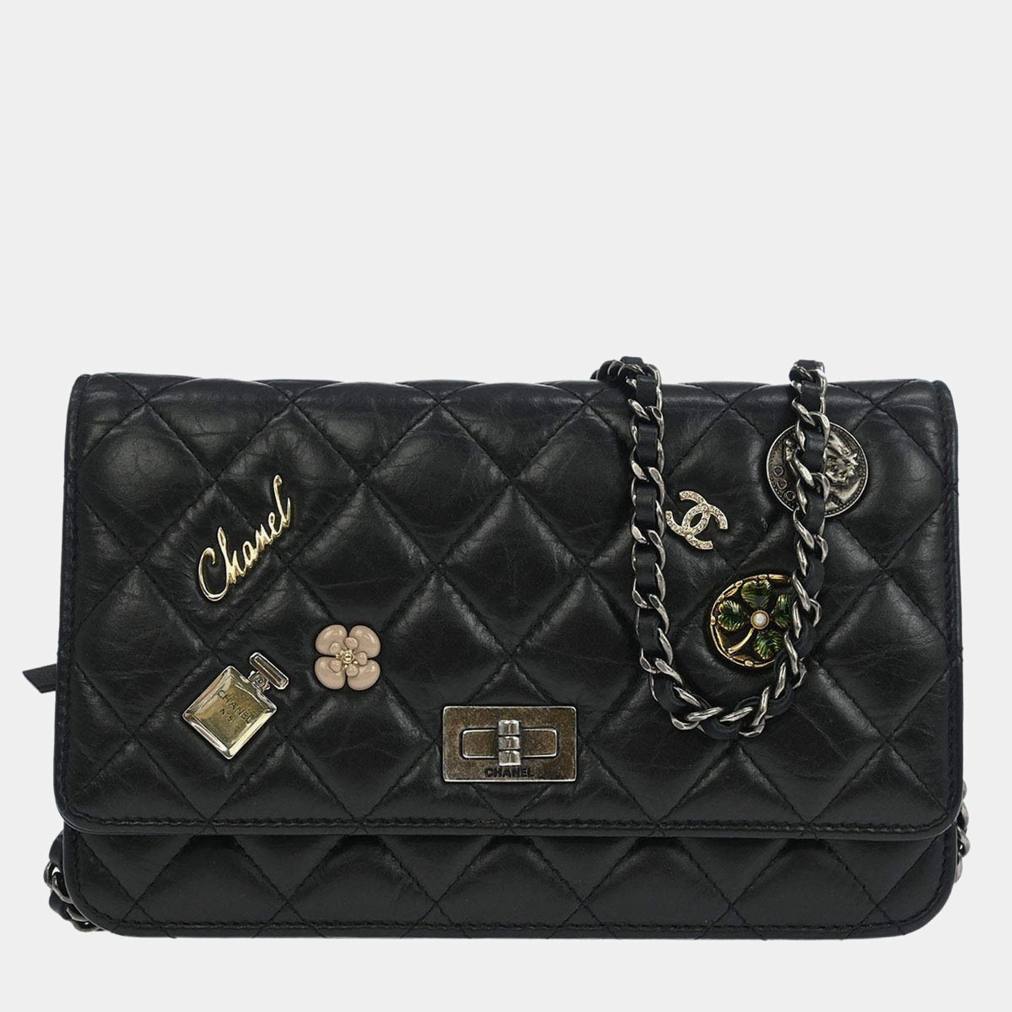 Pre Owned Chanel Calfskin Mademoiselle Lock Icon WOC Wallet on Chain Shoulder Bag