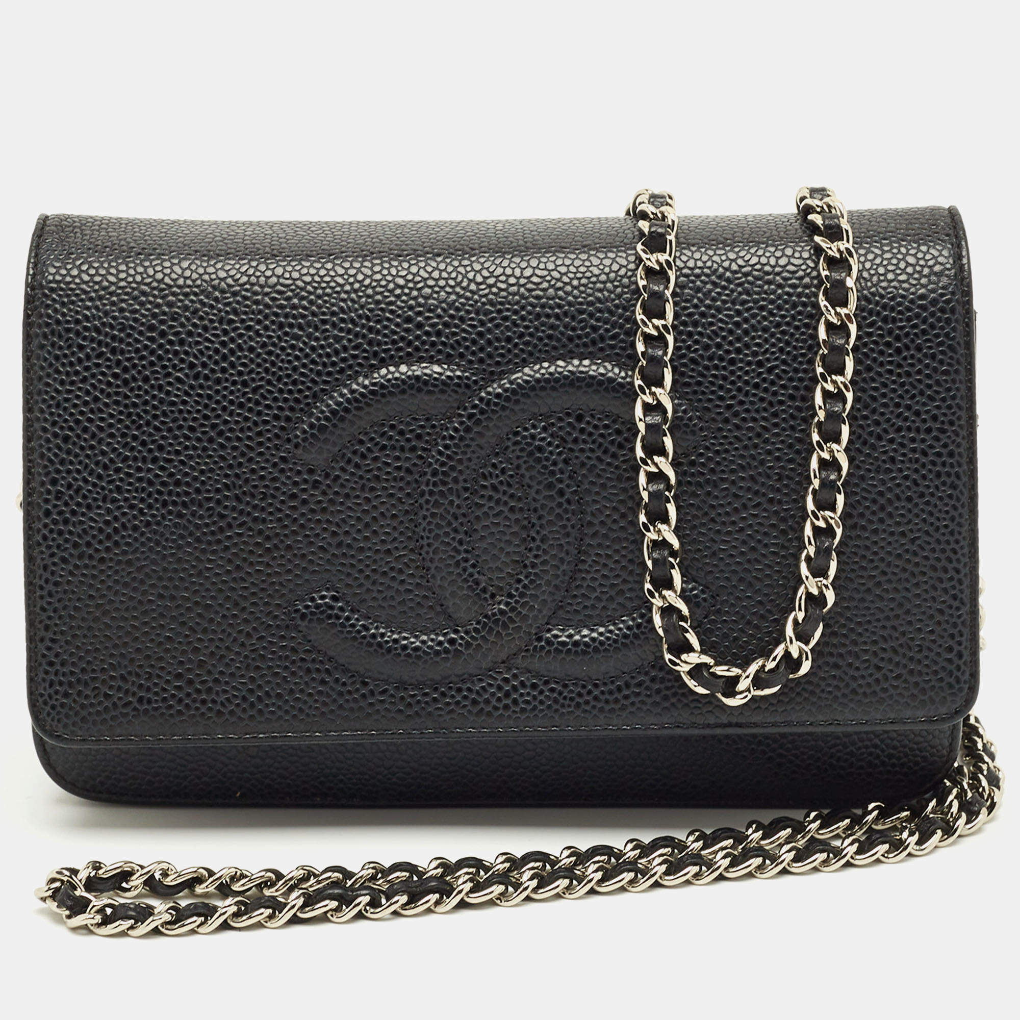 Pre Owned Chanel Black Caviar Leather CC WOC Bag