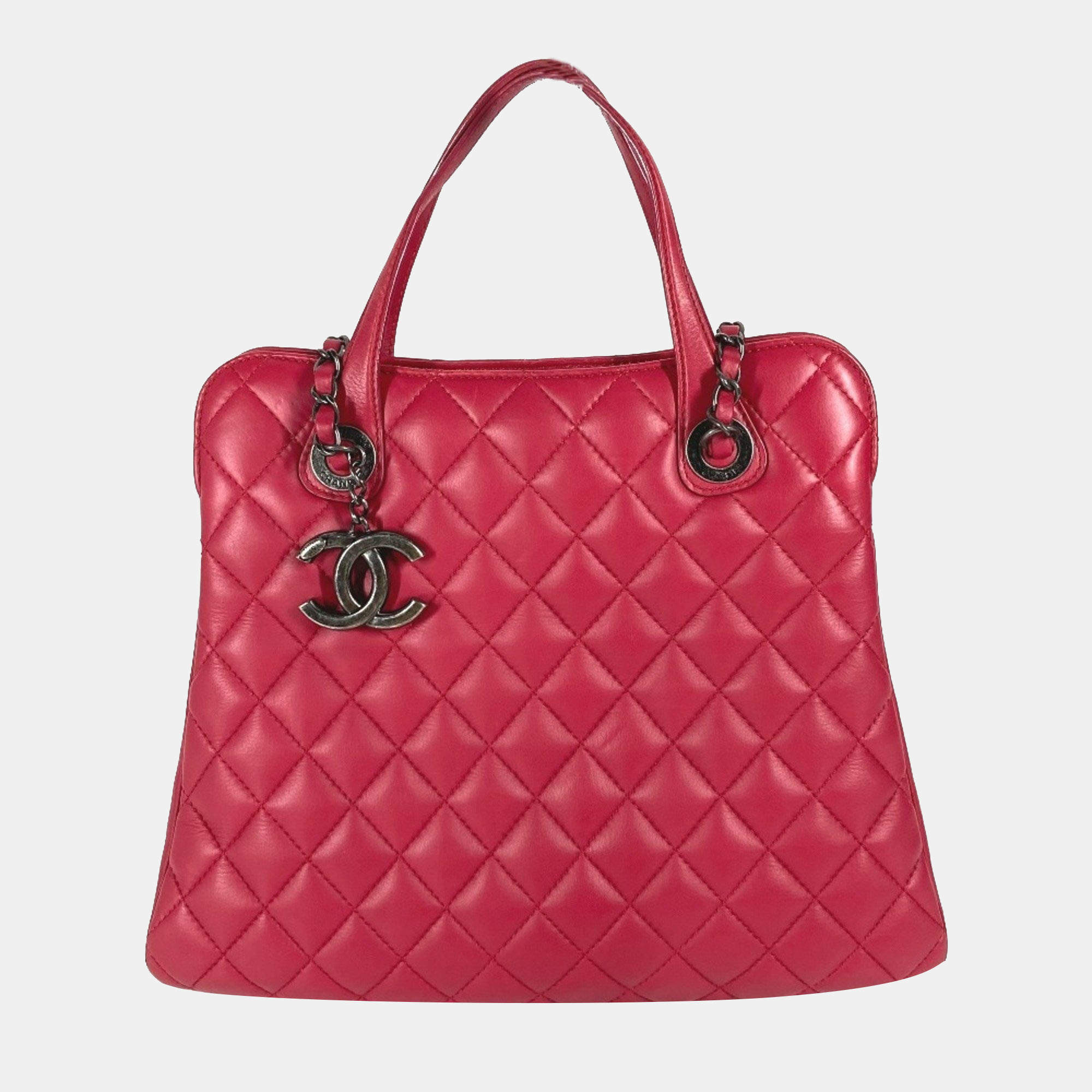 Pre Owned Chanel Handbag  Shoulder Bag  Cc  Coco Mark  Matelasse  Quilted  2-Way Chain  Tote Lambskin  Pink