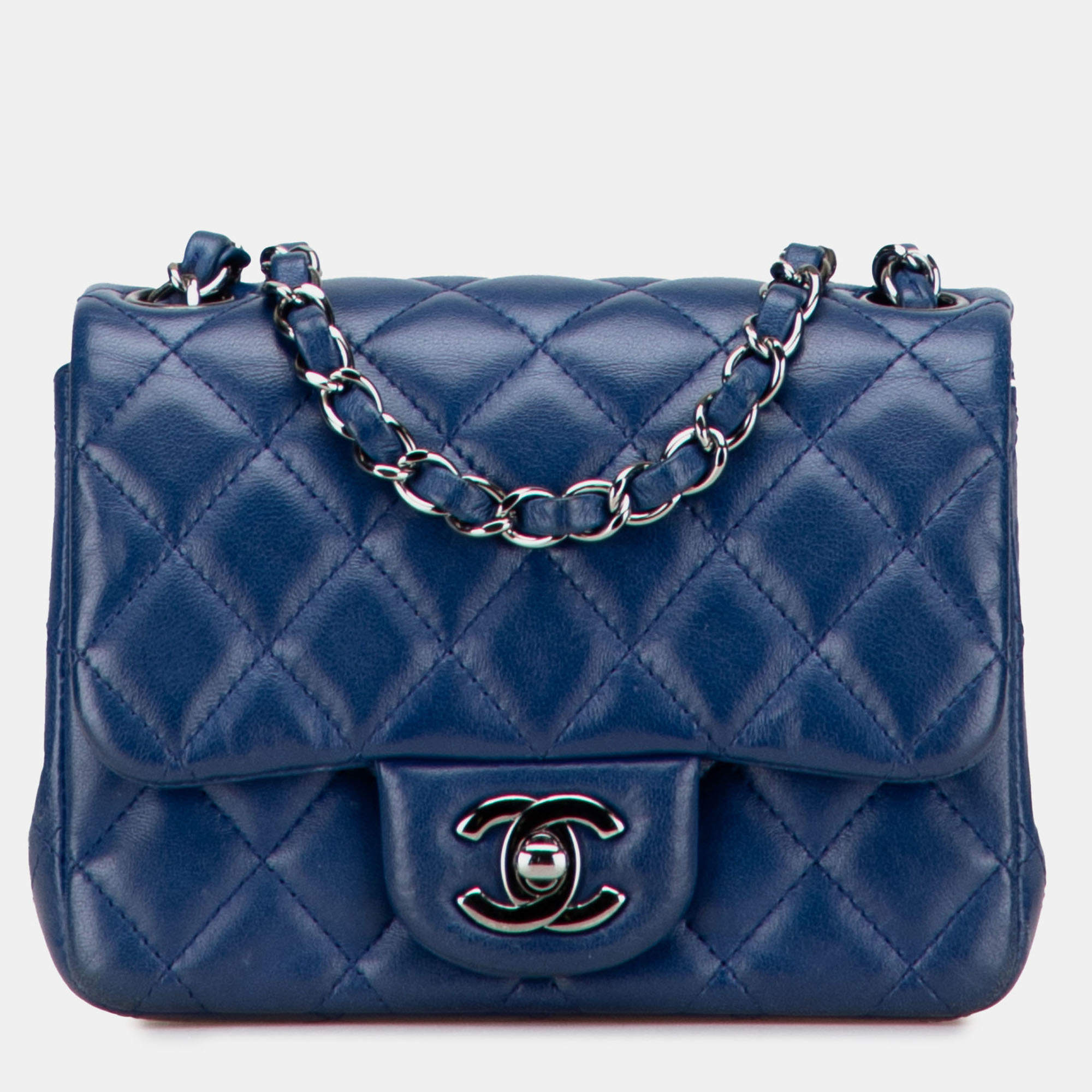 مملوكة مسبقًا Chanel Blue Mini Square Classic Lambskin Single Flap