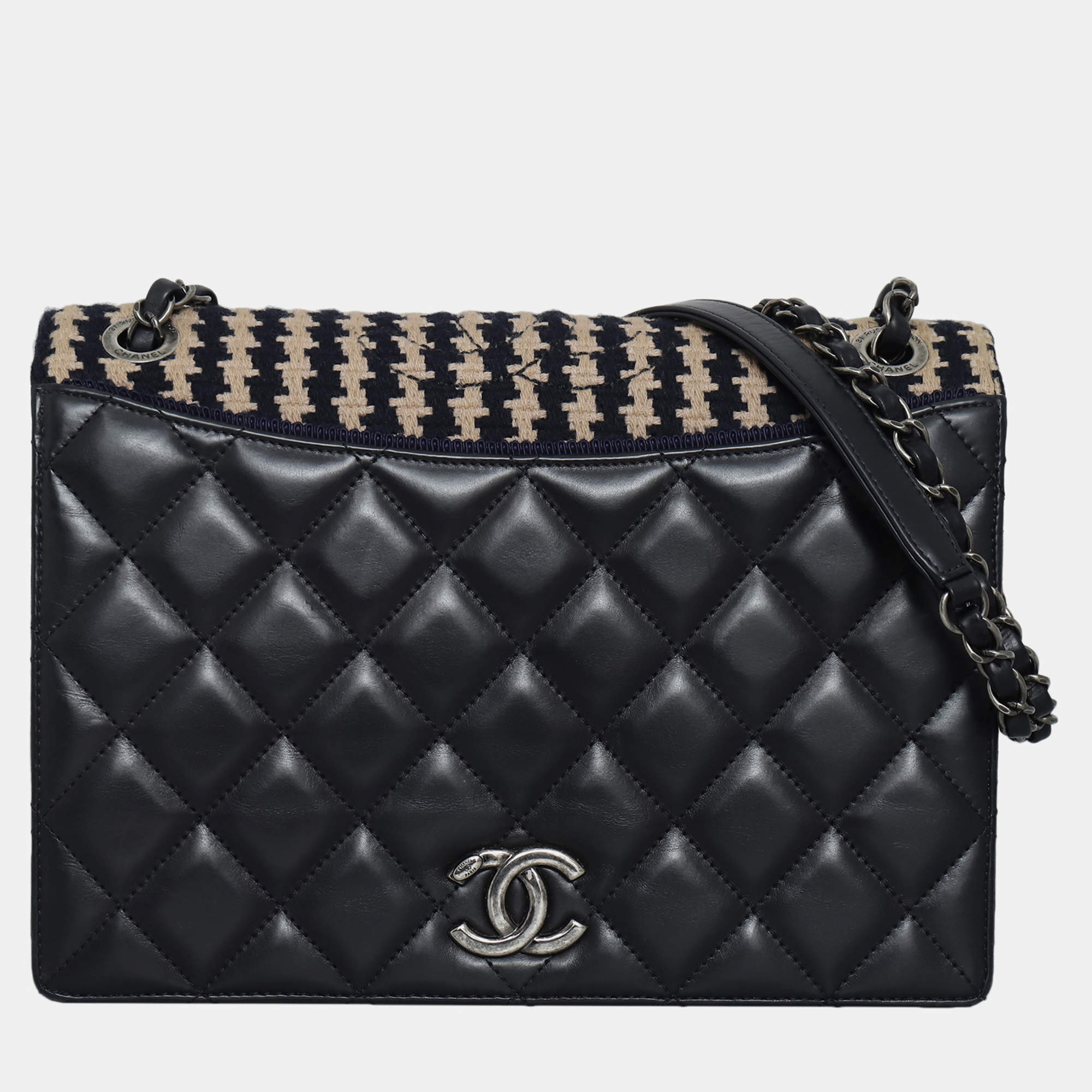 Pre Owned Chanel Quilted Ballerine Tweed Flap Bag