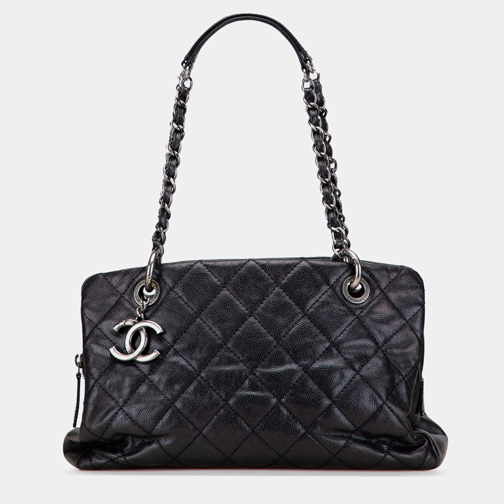 Pre Owned Chanel Black Quilted Iridescent Caviar Chic Shopping Tote