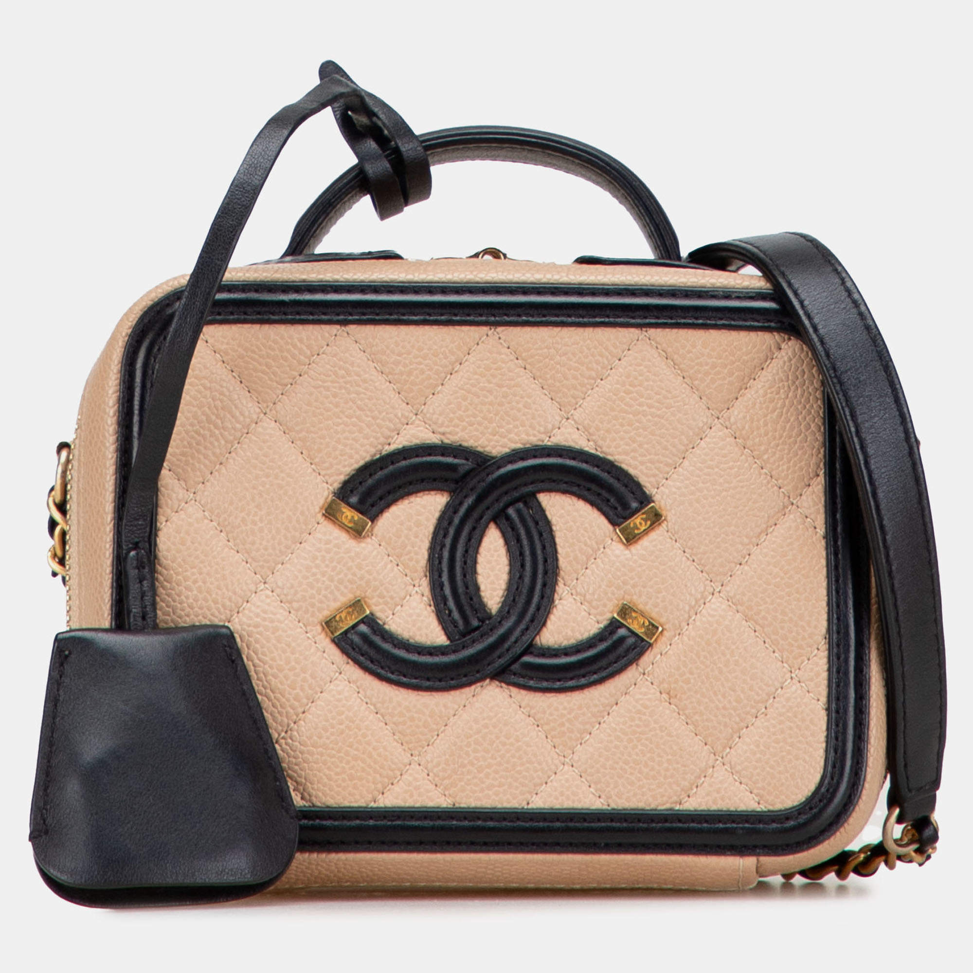 Pre Owned Chanel Small Caviar CC Filigree Vanity Case