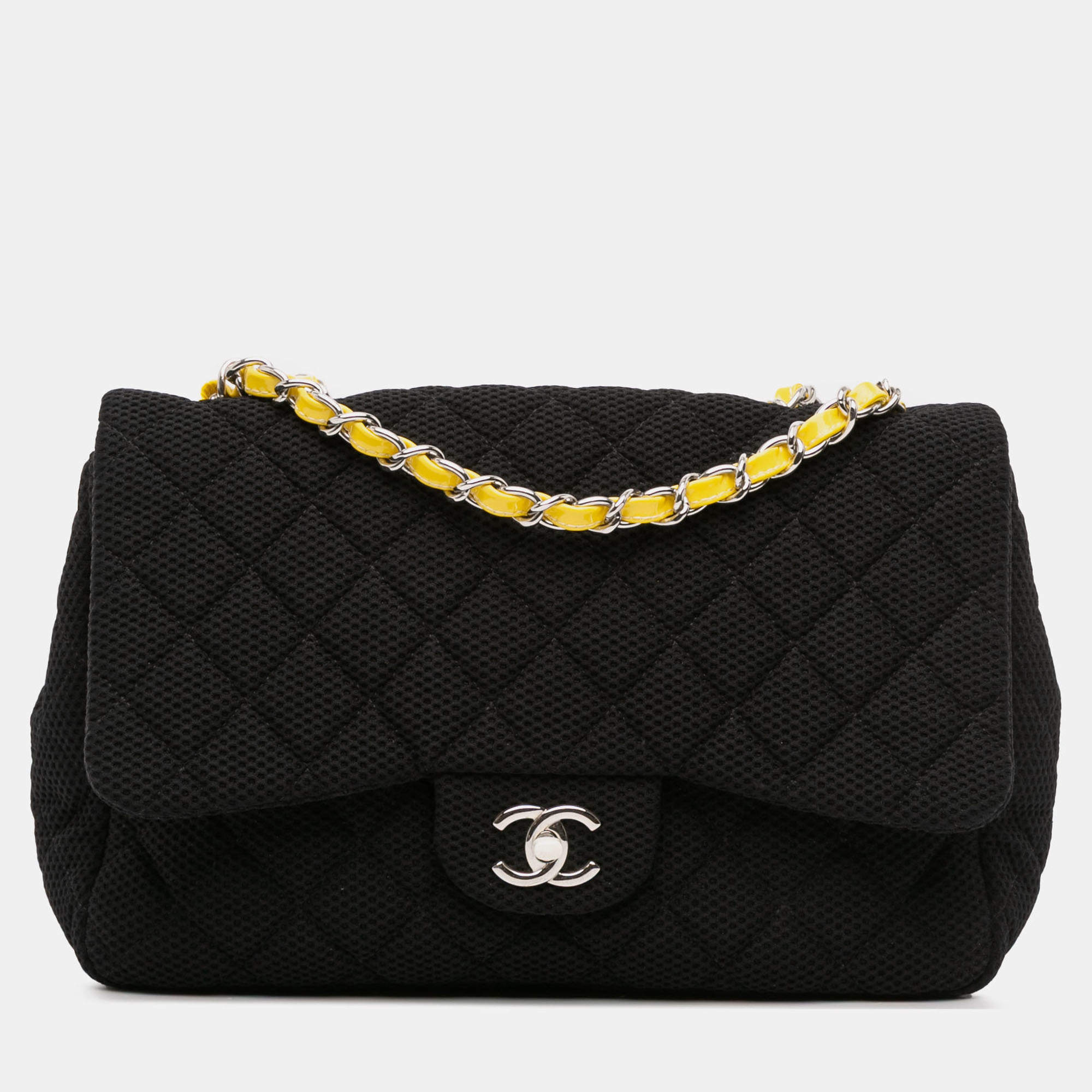 Pre Owned Chanel Black Jumbo Classic Jersey Single Flap