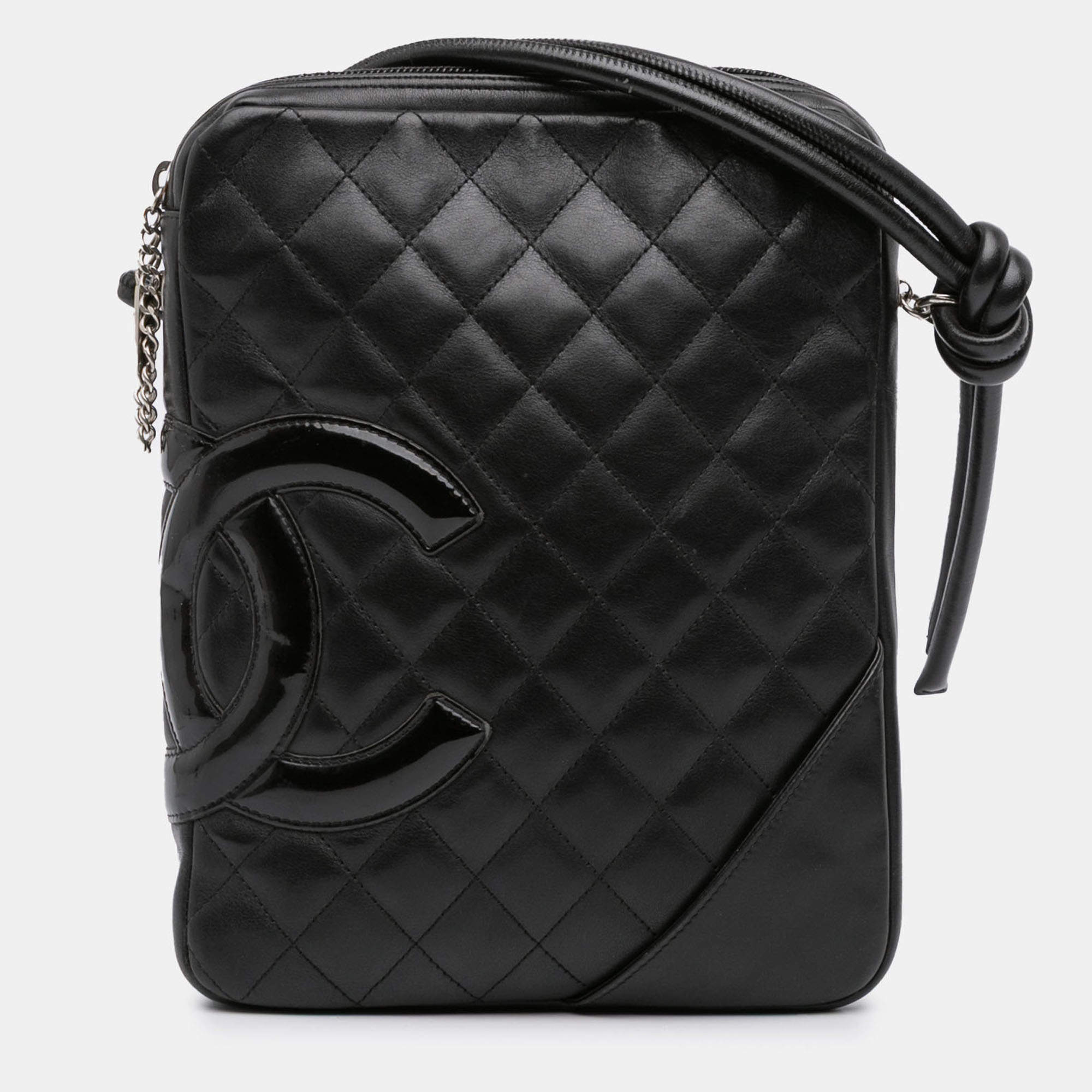 Pre Owned Chanel Black Lambskin Cambon Ligne Crossbody