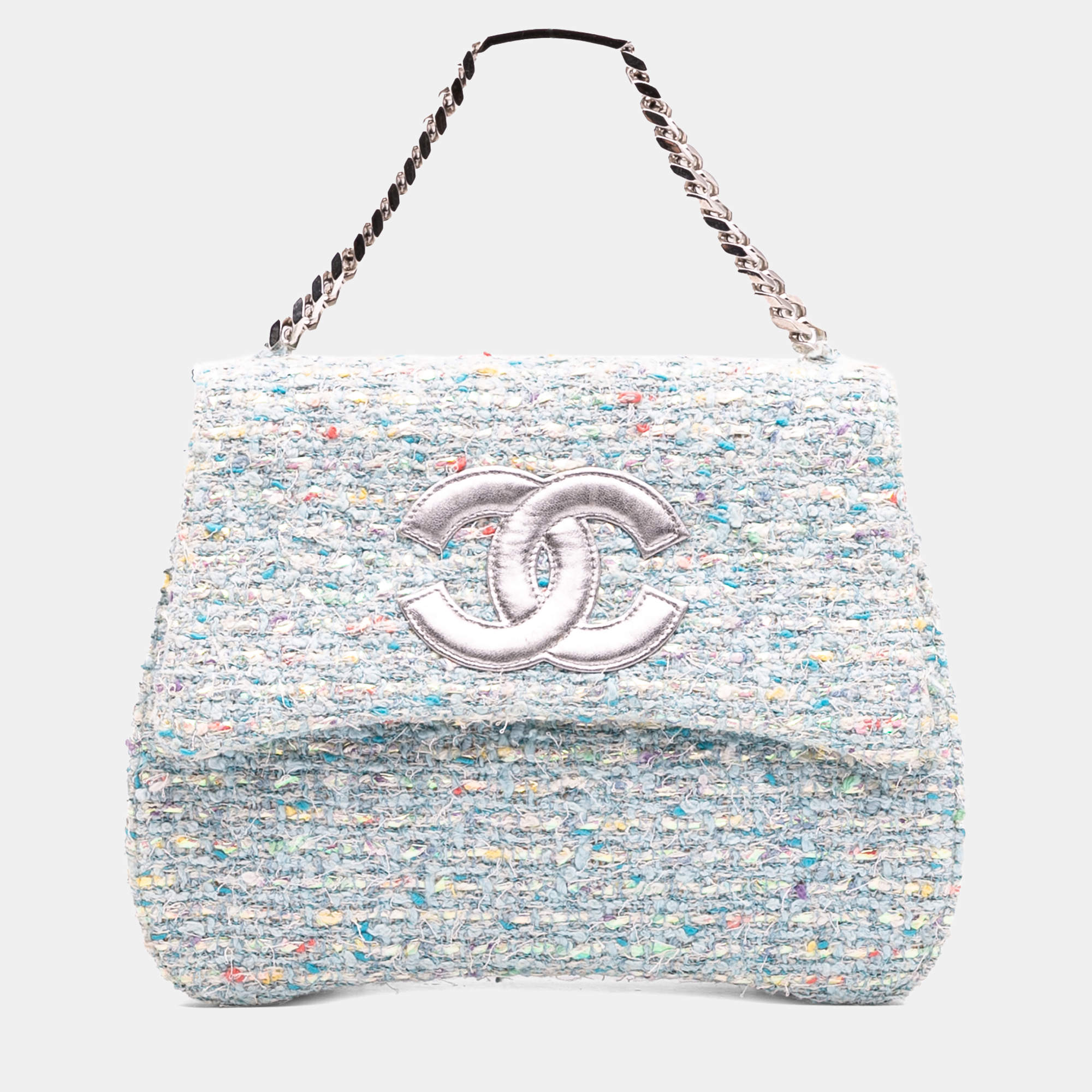 Pre Owned Chanel Blue CC Confetti Tweed Flap