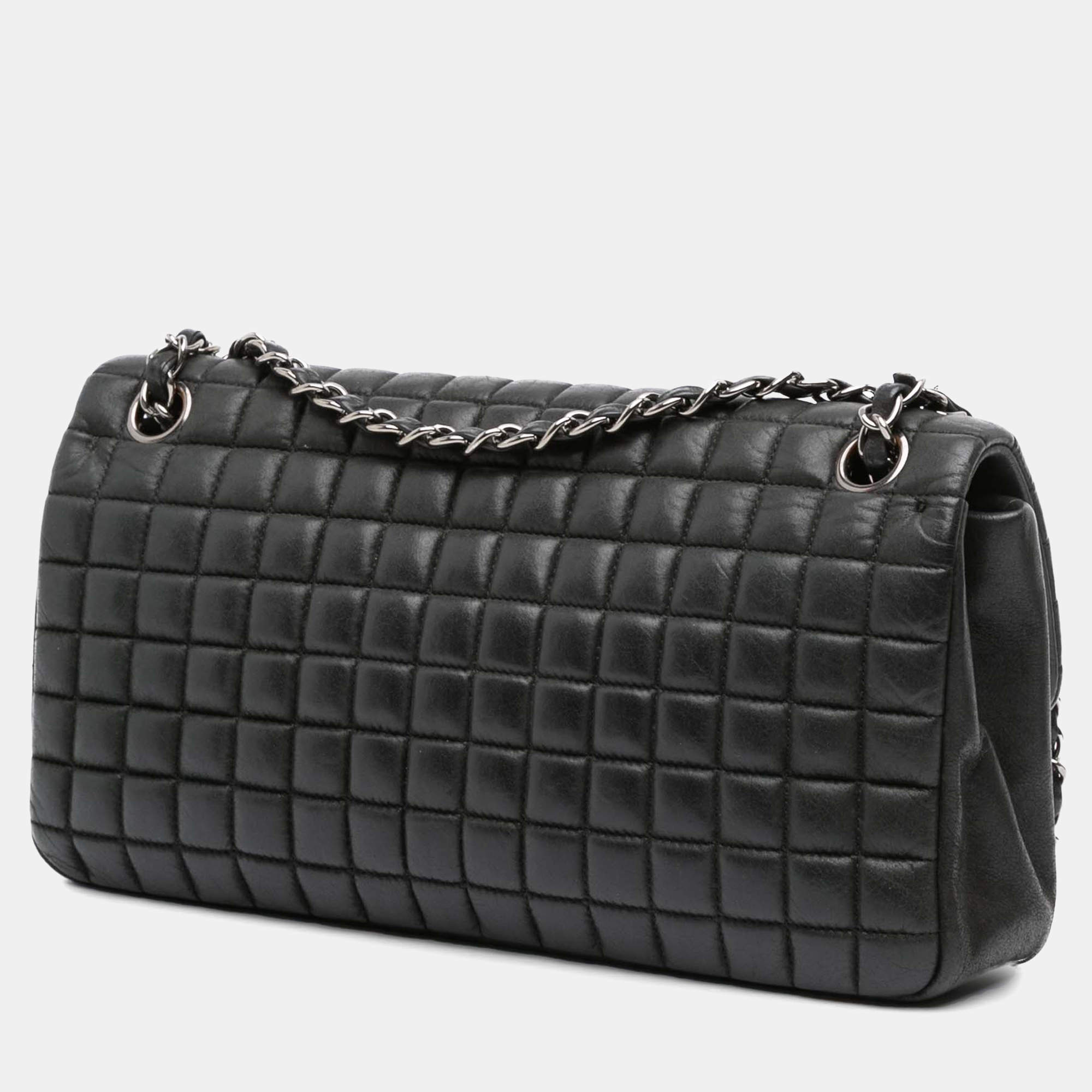 Chanel ドキュメントバッグ Chanel Black Cotton Jersey Matelasse Double Flap Coco Mark