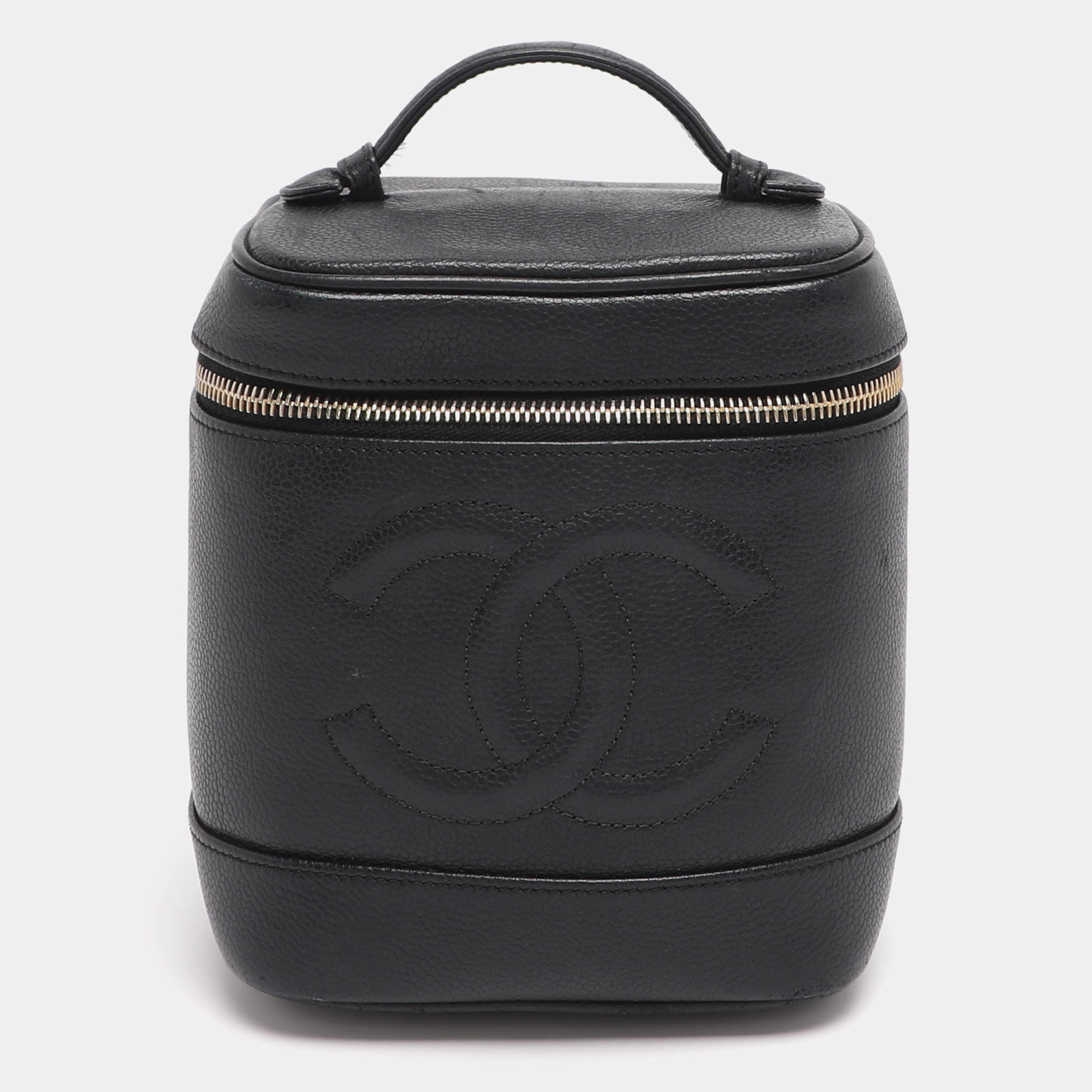 Pre Owned Chanel Black Caviar Leather Vanity Case