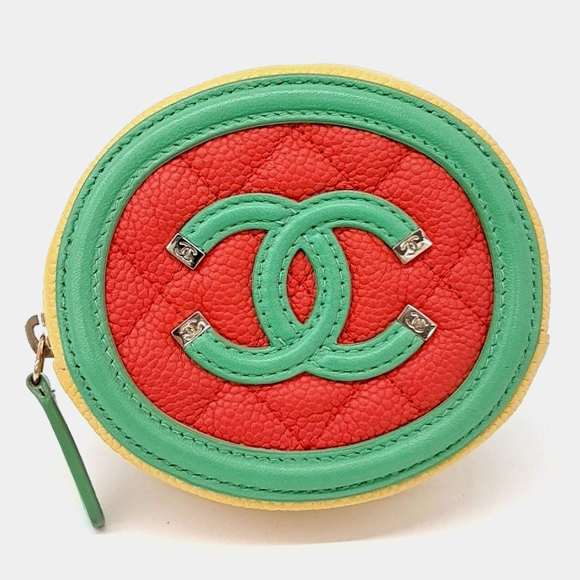 Pre Owned Chanel Multicolor Leather Caviar Coin Purse
