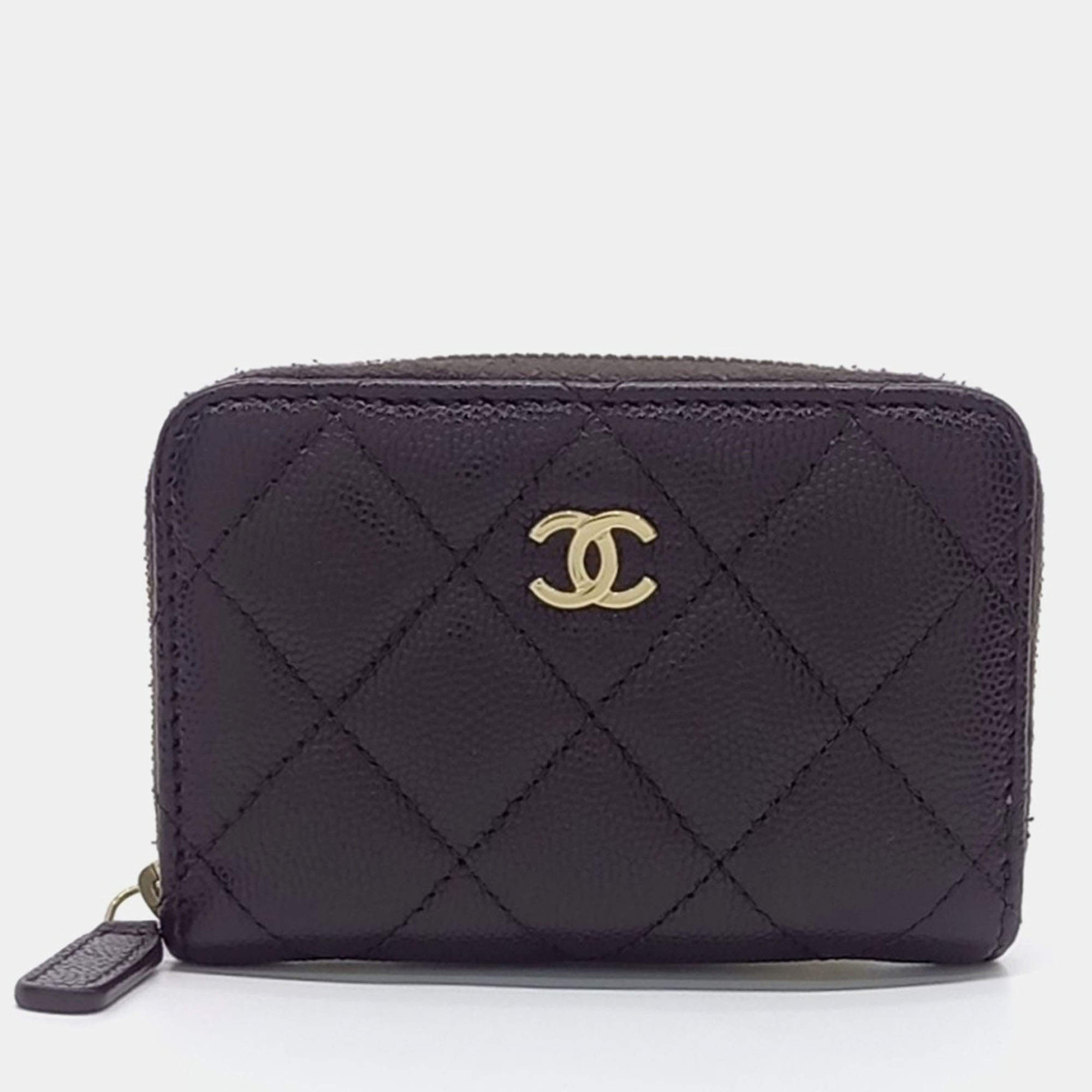 Pre Owned Chanel Black Leather Caviar Card Holder
