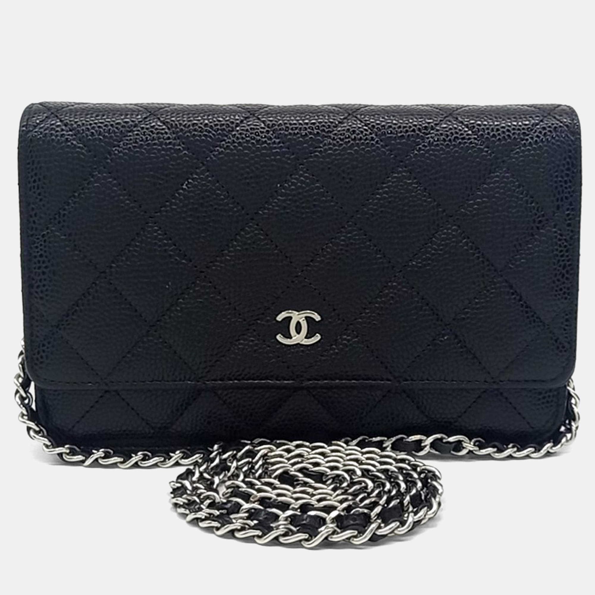 Pre Owned Chanel Black Leather Caviar WOC Mini Crossbody Bag