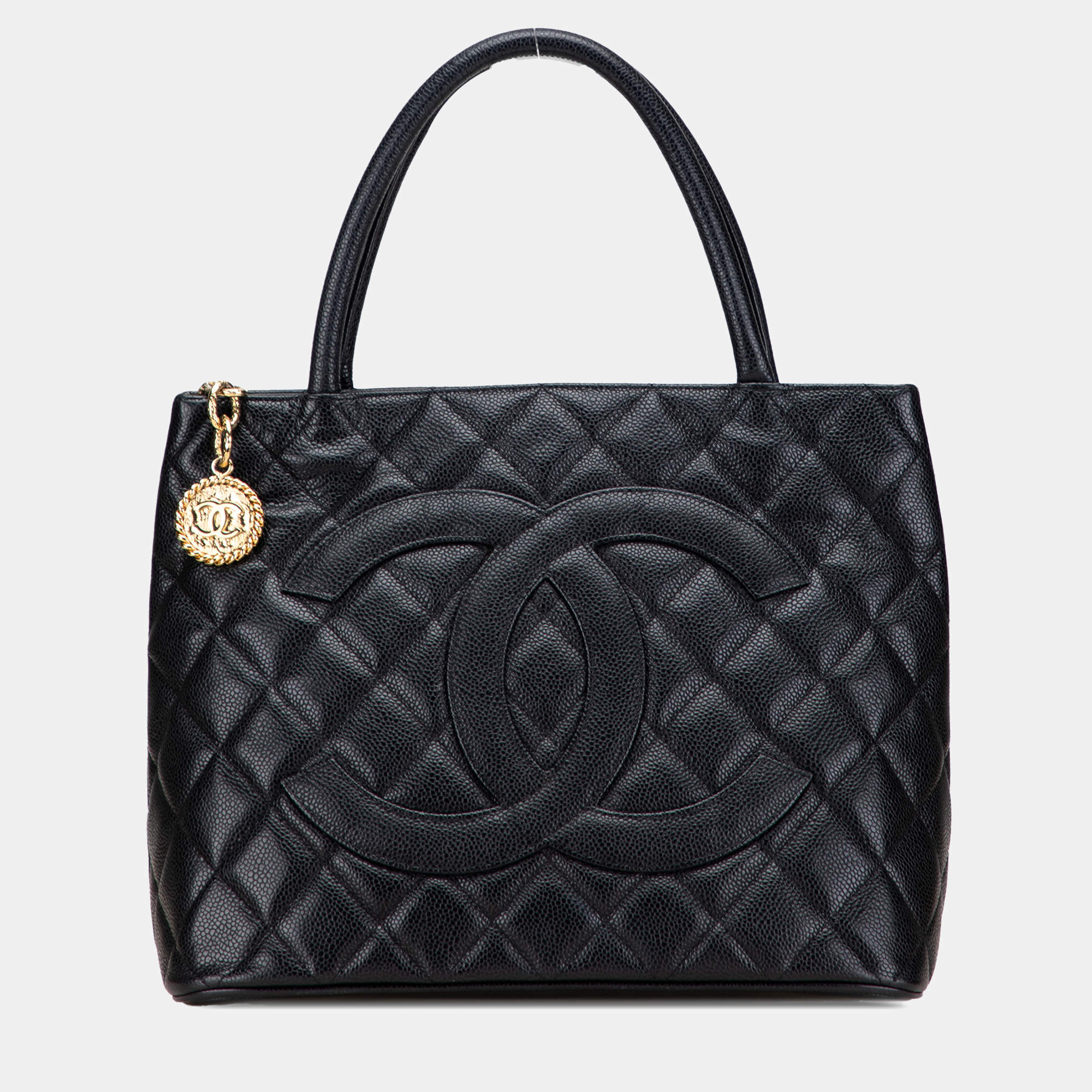 Pre Owned Chanel Black Caviar Medallion Tote
