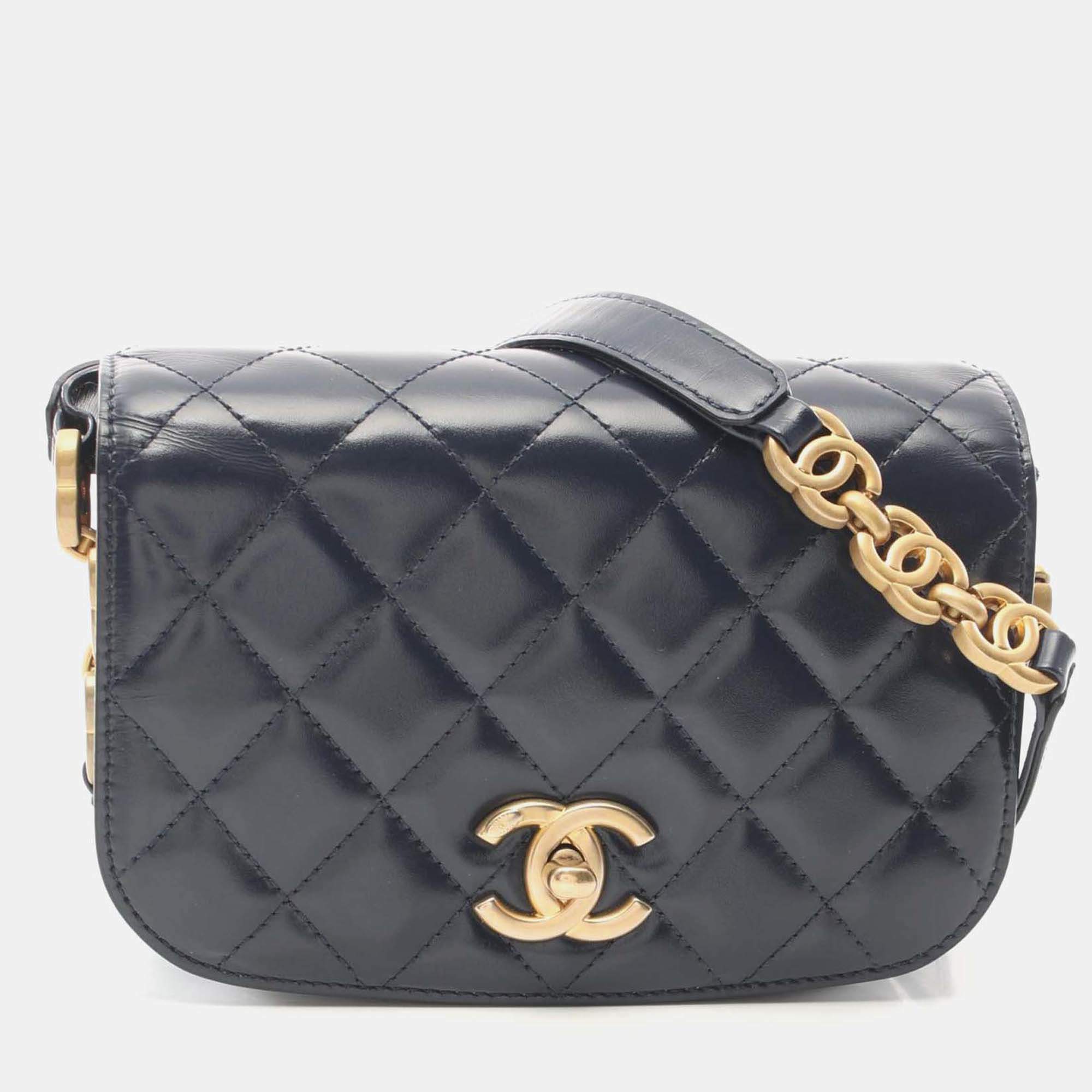 Pre Owned Chanel Paris-Le19M My Sweet CC Blue Leather Flap Bag