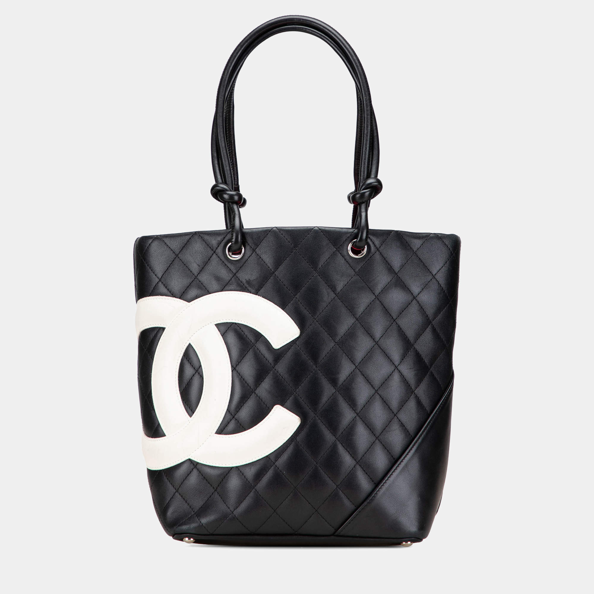 Pre Owned Chanel Black Medium Lambskin Cambon Ligne Tote