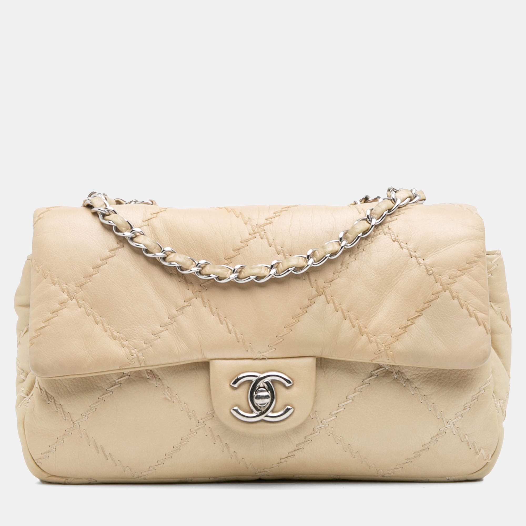 Pre Owned Chanel Gold CC Quilted Calfskin Ultimate Stitch Flap