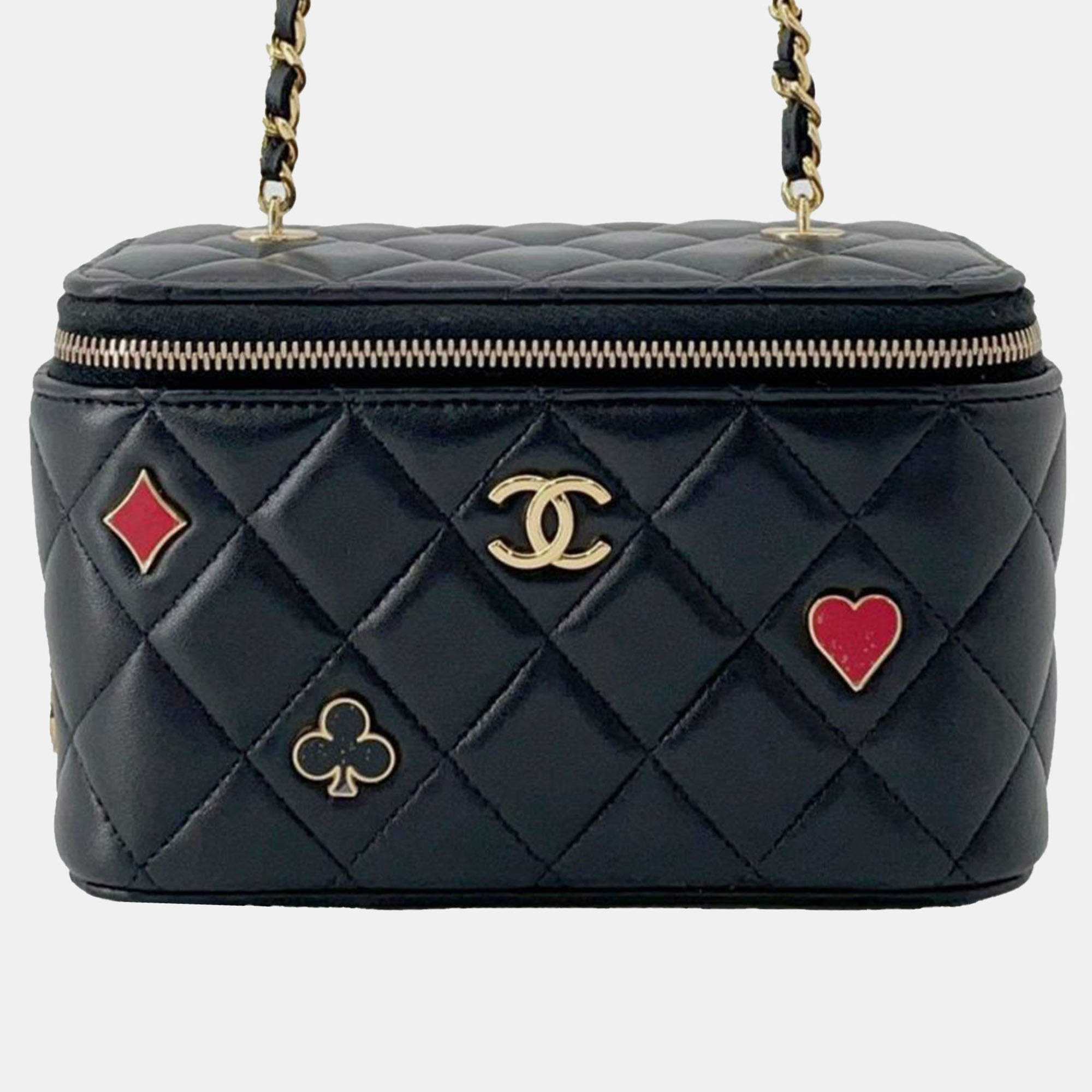 Pre Owned Chanel Black Lambskin Coco Casino Vanity Case