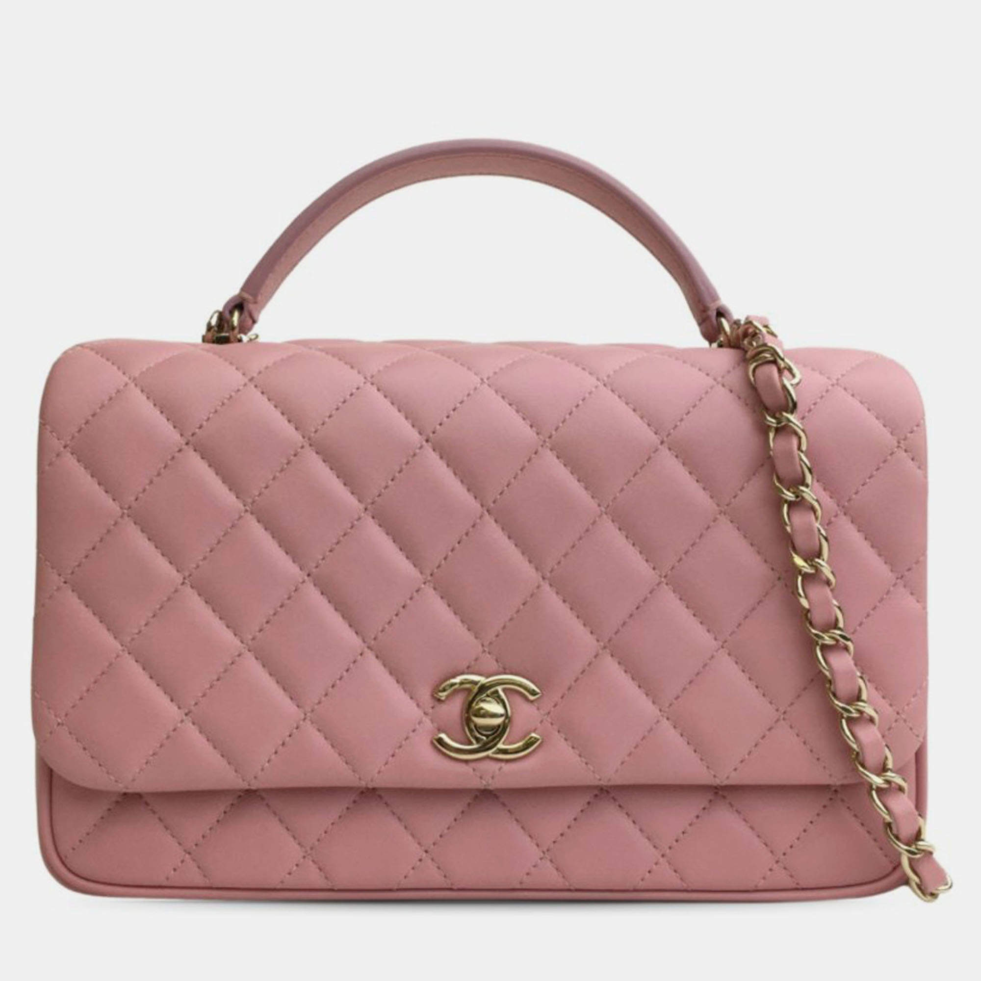 Pre Owned Chanel Pink Small Lambskin Citizen Chic Flap
