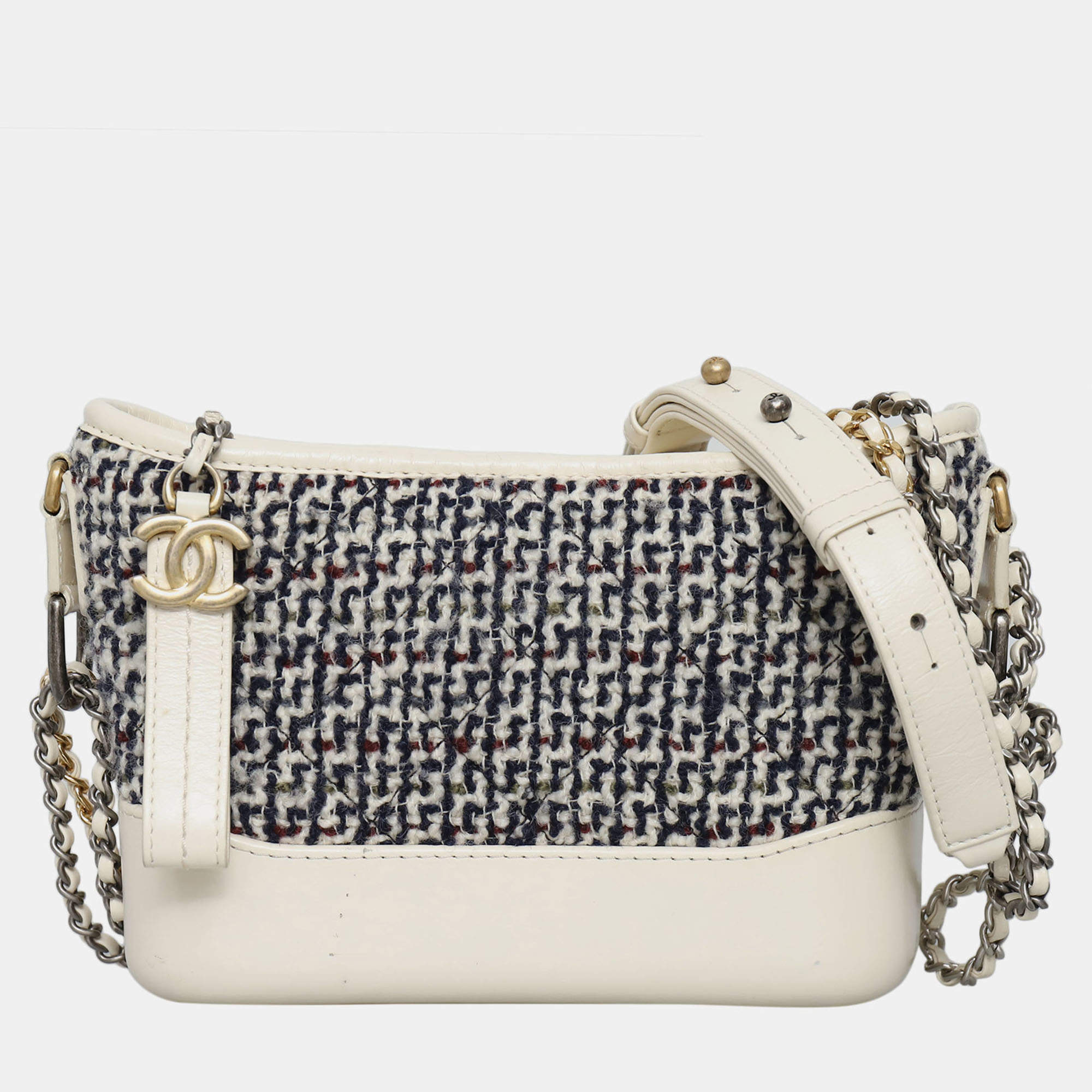 Pre Owned Tweed Calfskin Small Gabrielle Hobo