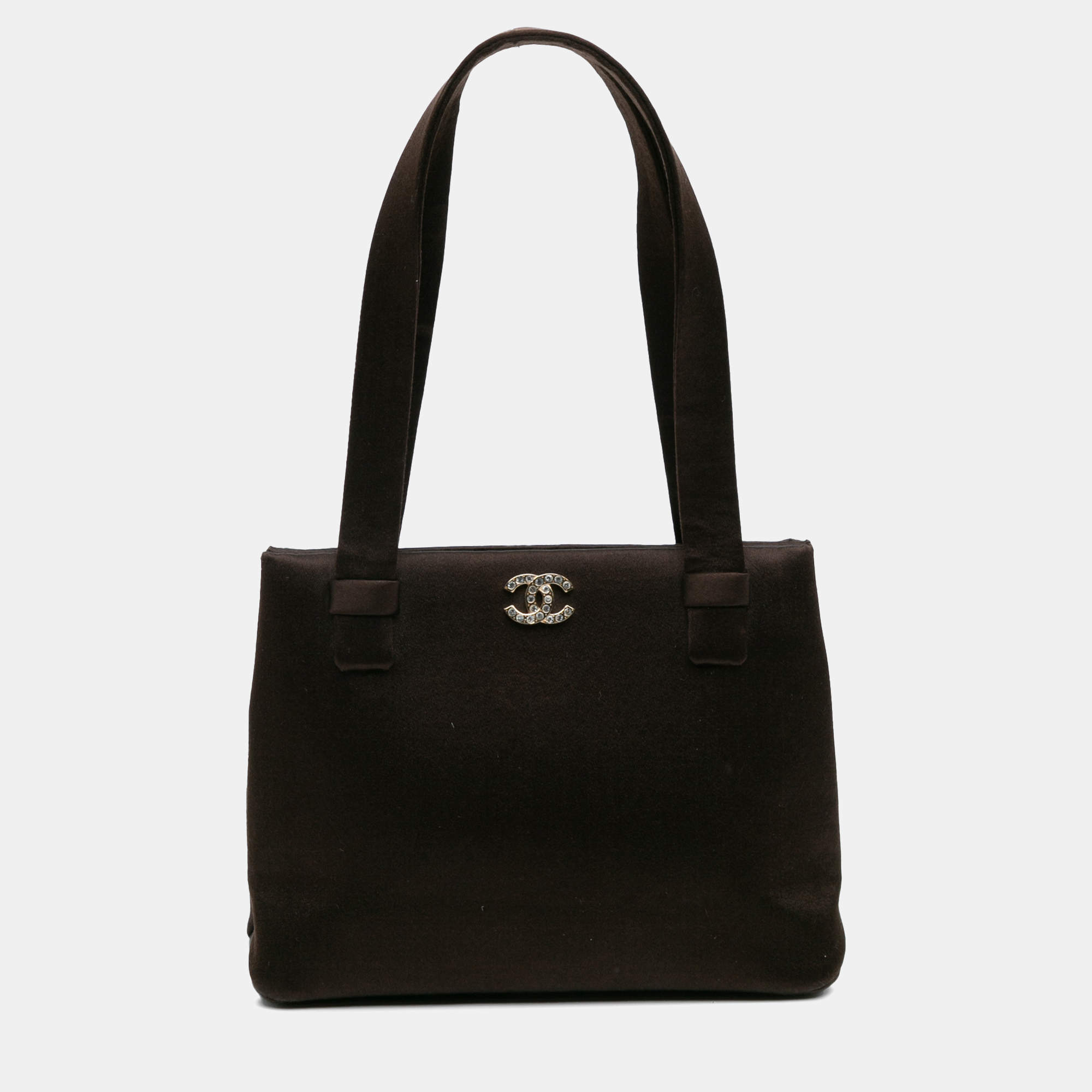 Pre Owned Chanel Brown CC Satin Handbag