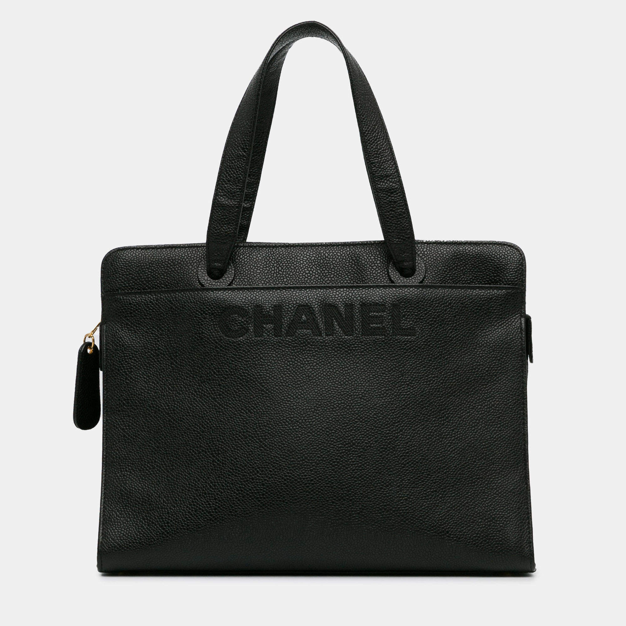 Pre Owned Chanel Black CC Caviar Leather Tote