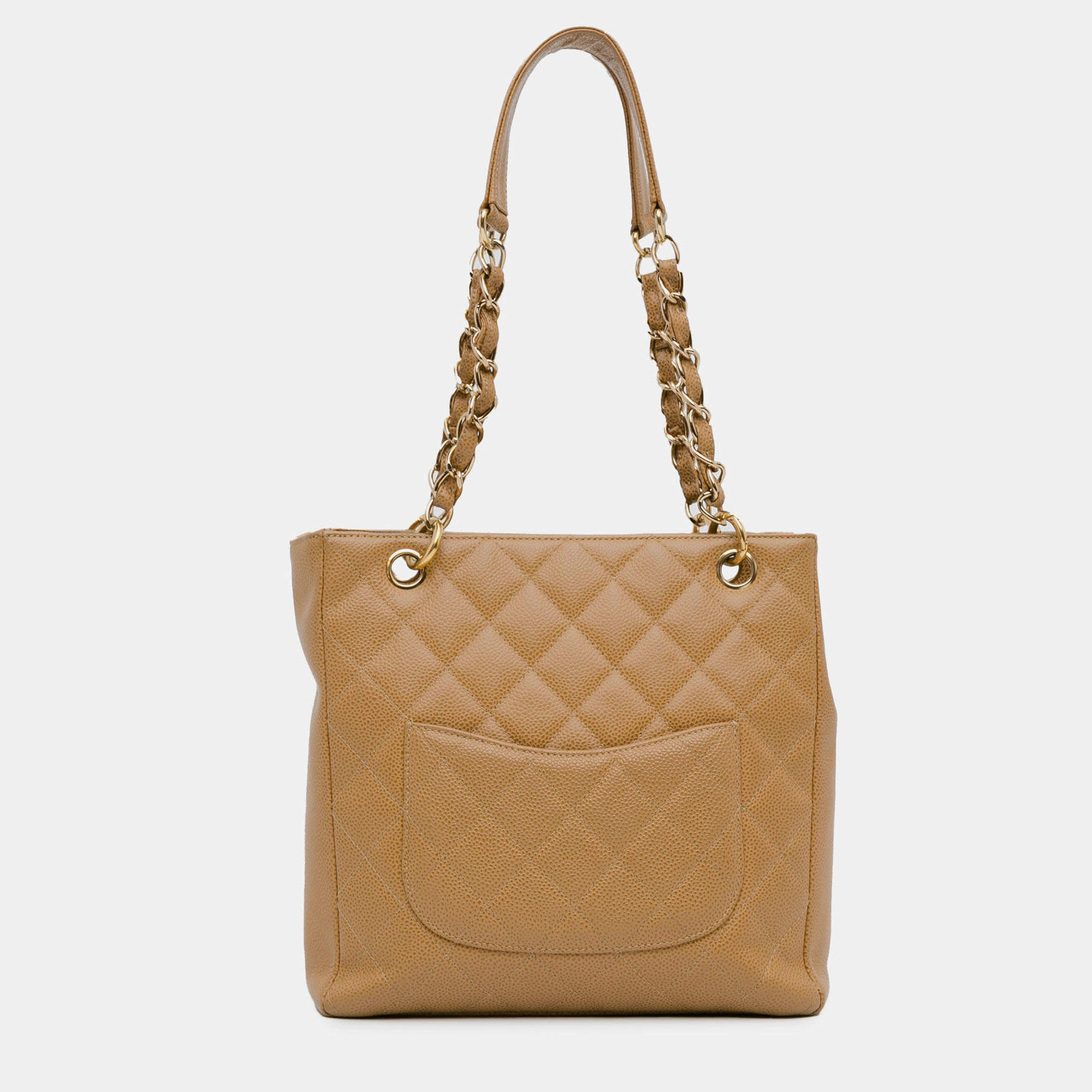 Pre Owned Chanel Brown Caviar Petite Shopping Tote