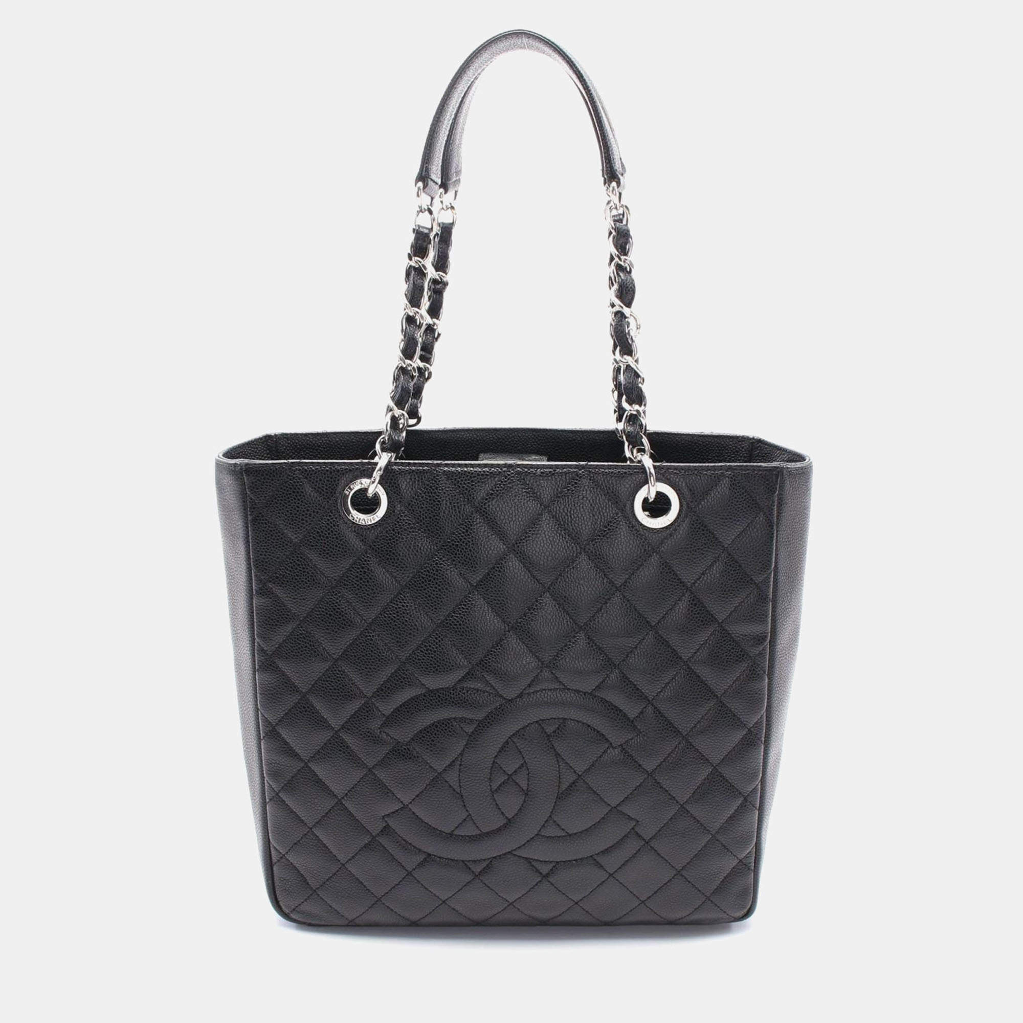 Pre Owned Chanel Matelasse Black Leather Chain Shoulder Bag 
