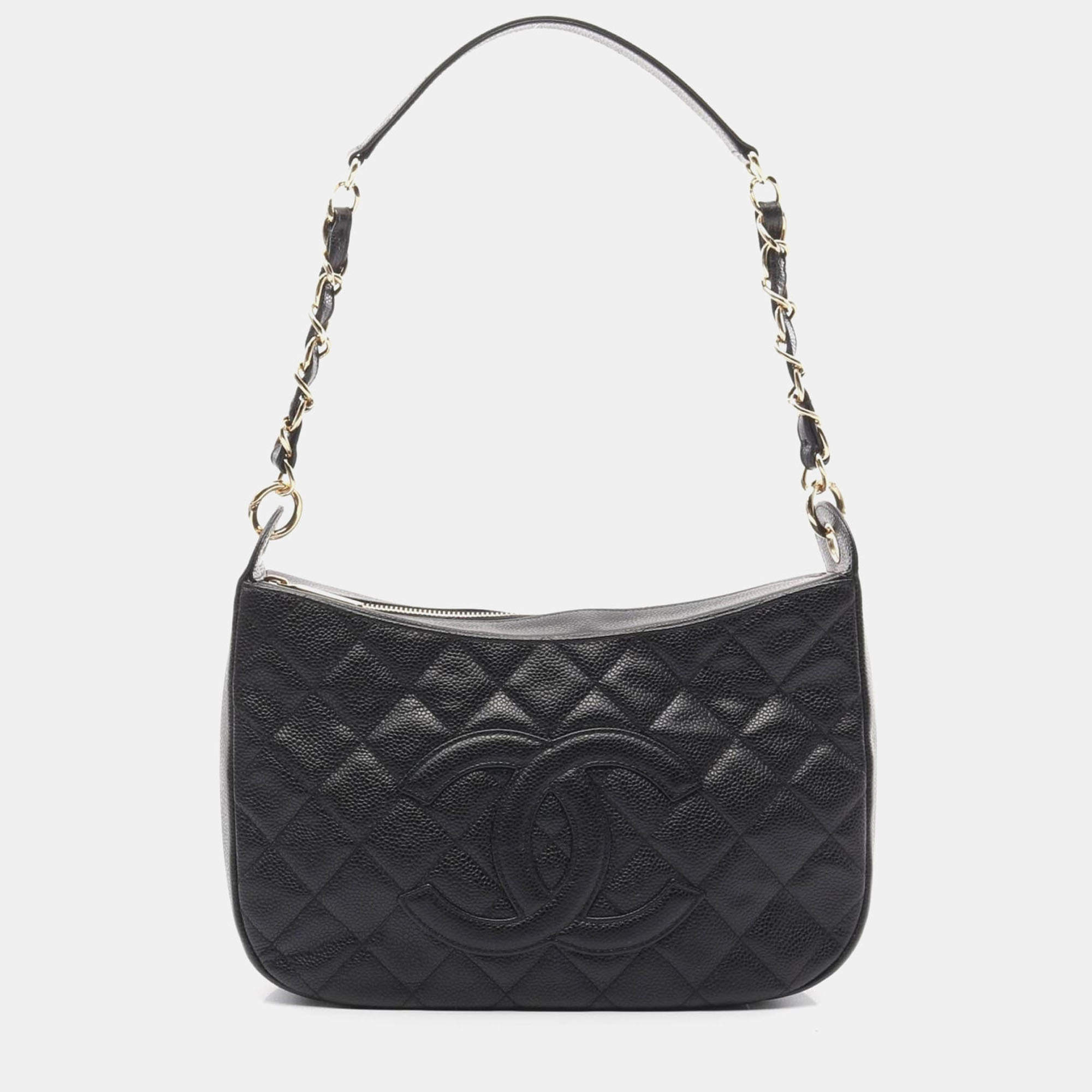 Pre Owned Chanel Matelasse Shoulder Hand Bag Leather Black